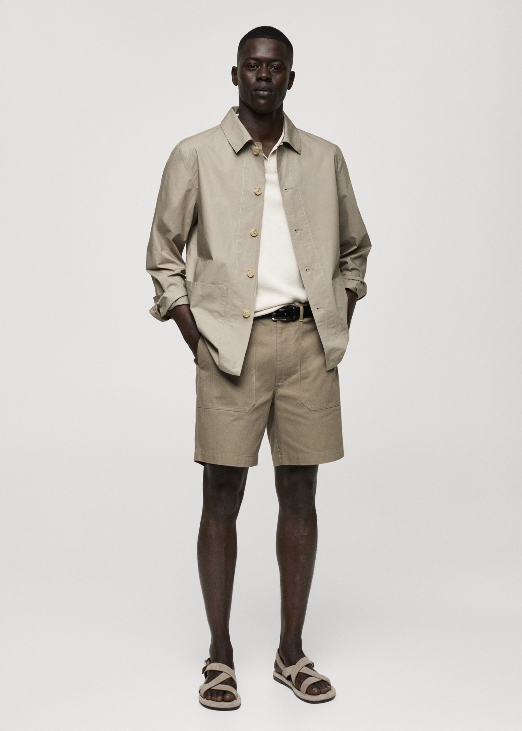 100% herringbone cotton bermuda shorts - General plane