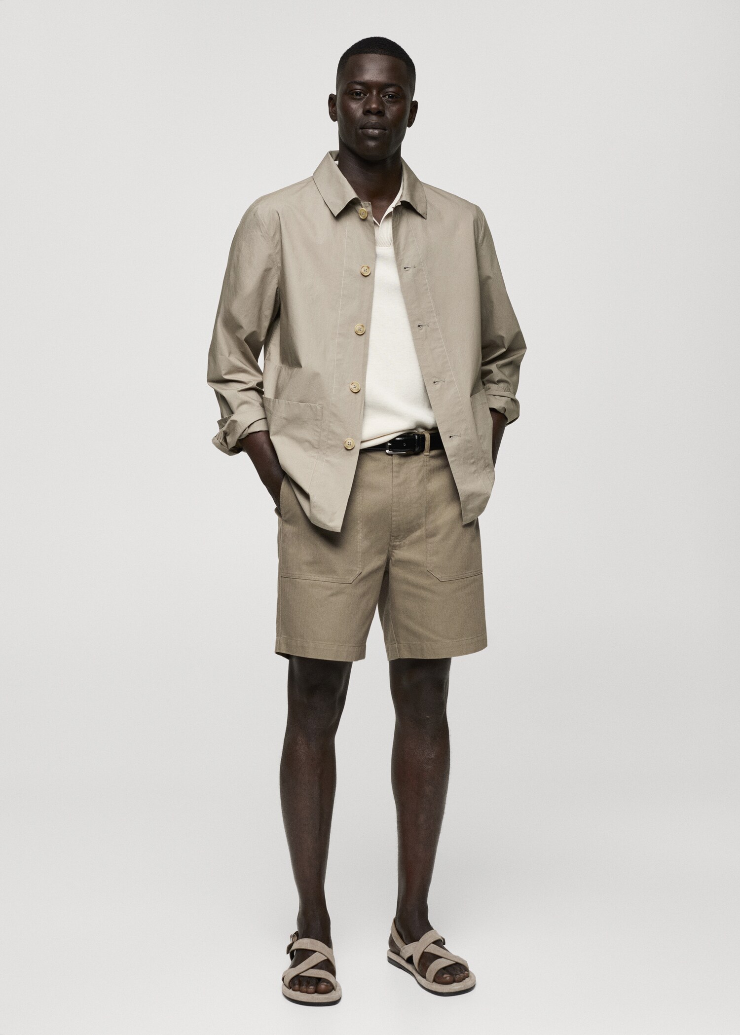 100% herringbone cotton bermuda shorts - General plane