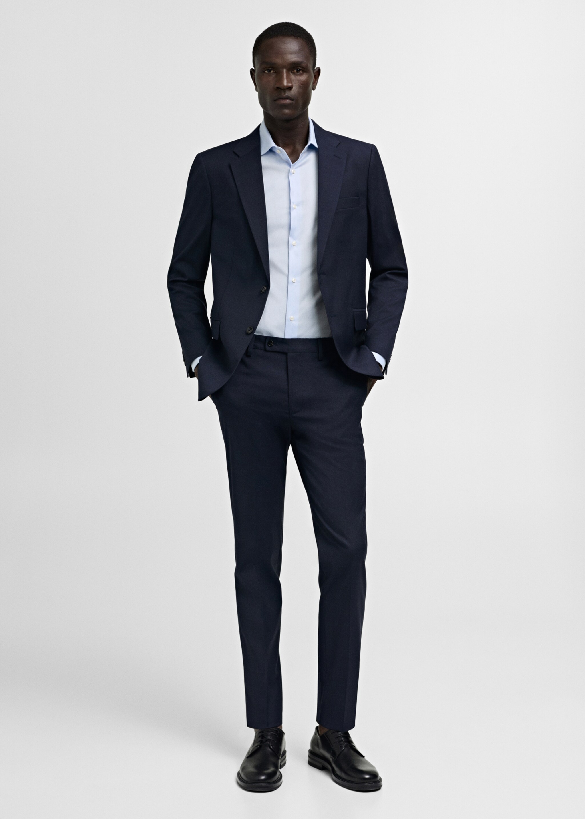 Cămașă costum slim fit structură - Plan general, Albastru celest. Ref: 77040574-00.