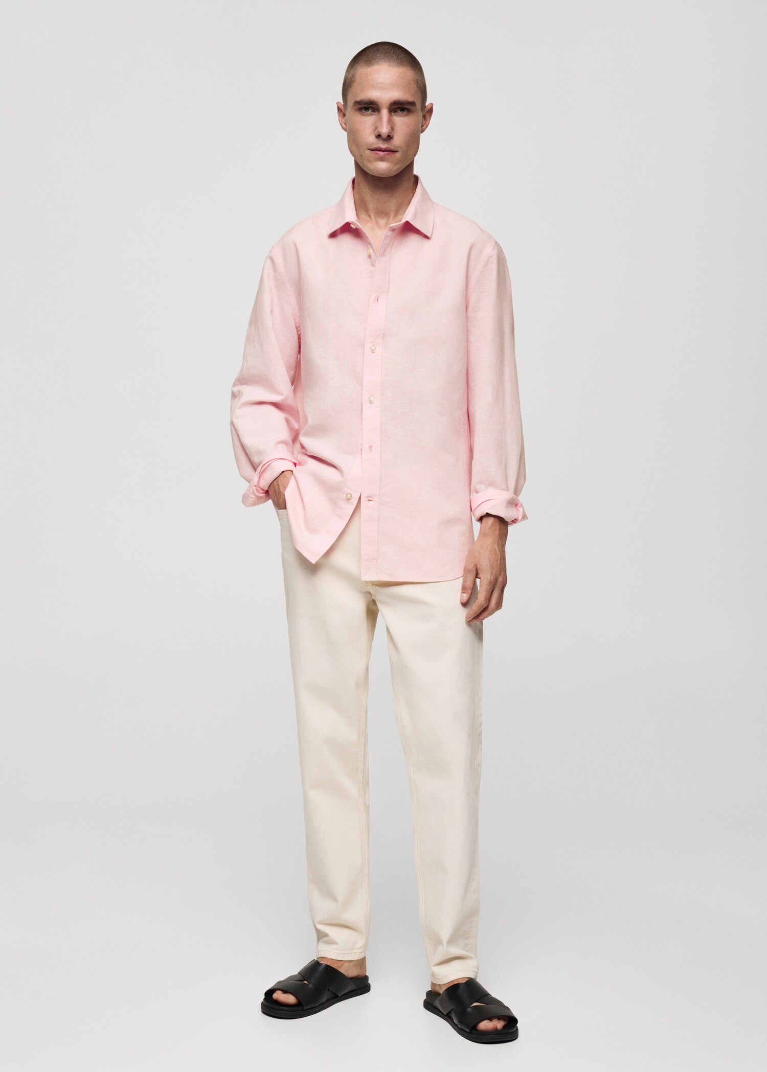 Classic-fit linen-blend shirt - General plane