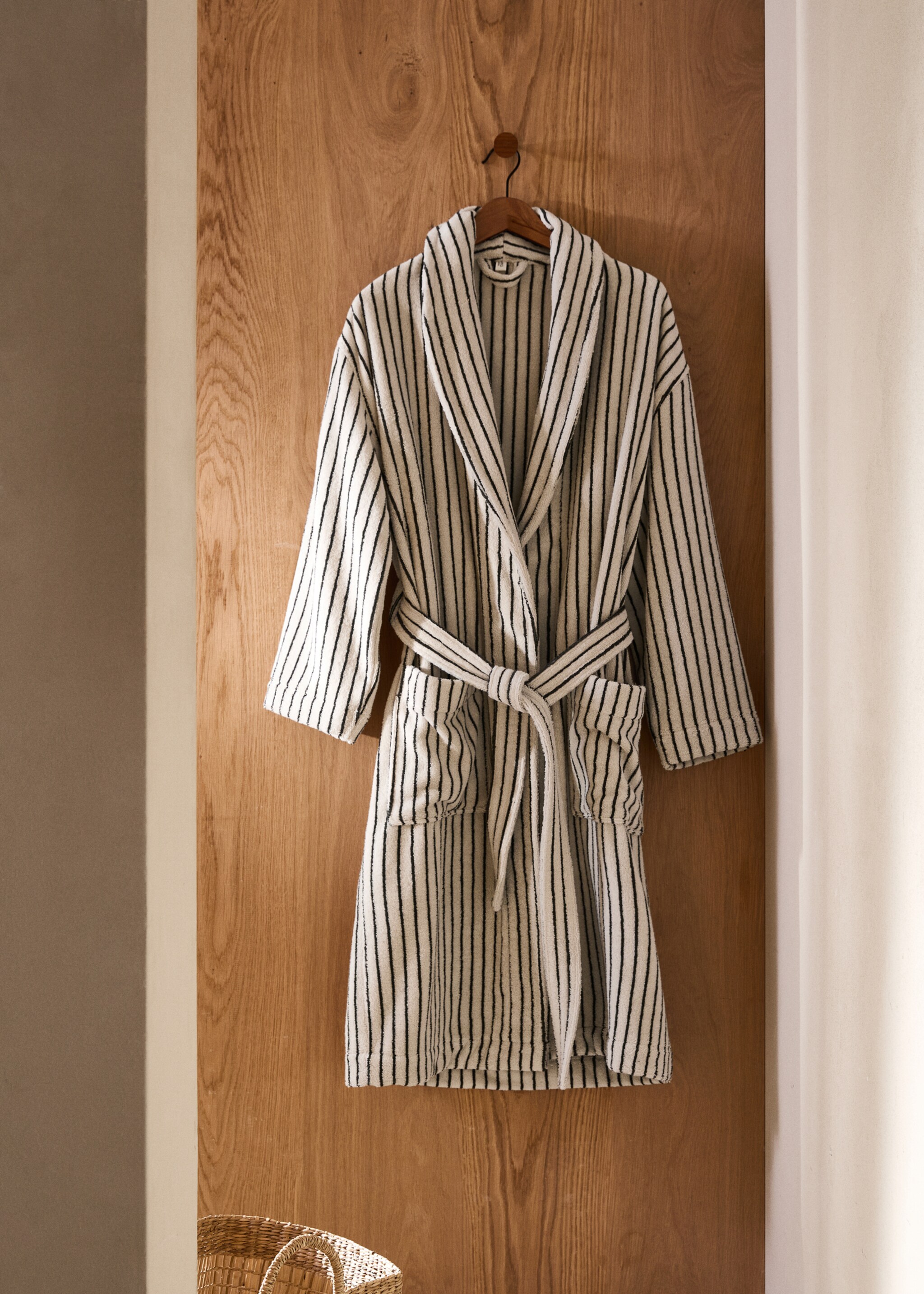 100% cotton striped bathrobe - General plane, Beige. Ref: 77040645-00.