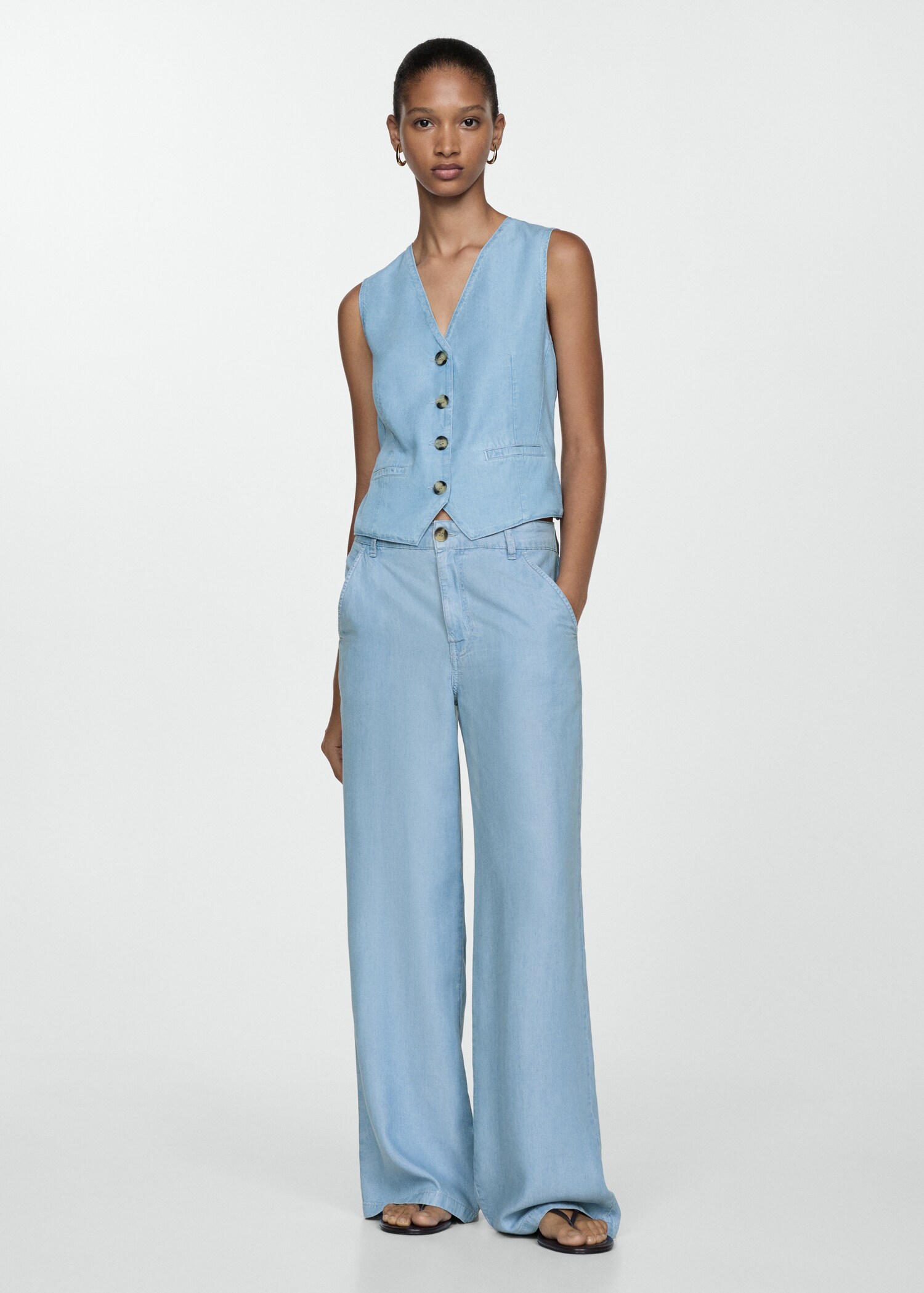 Pantalón wideleg lyocell - Plano general