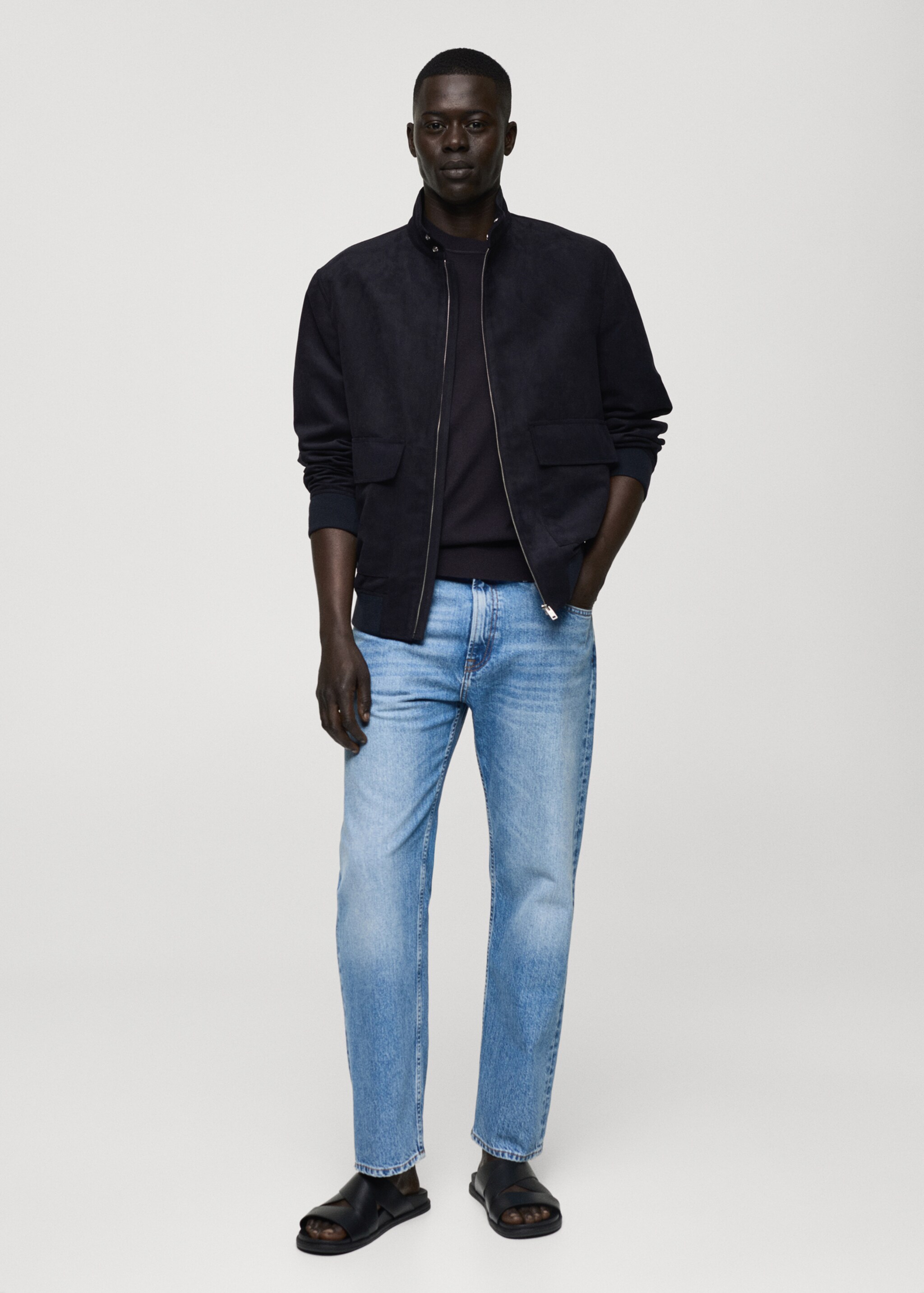Blouson imitation daim fermeture Éclair - Plan général