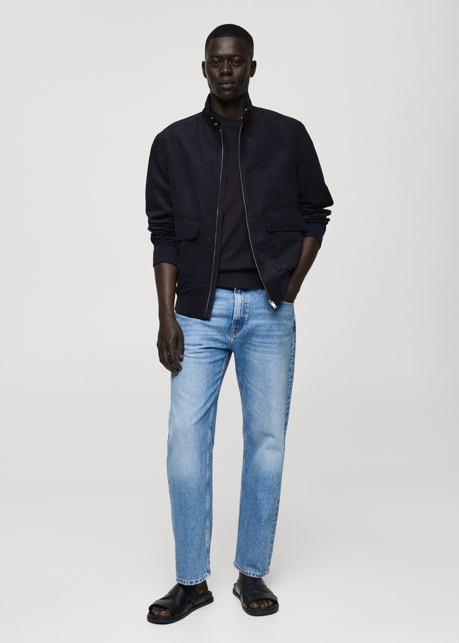 Suede-effect jacket with zip - General plane
