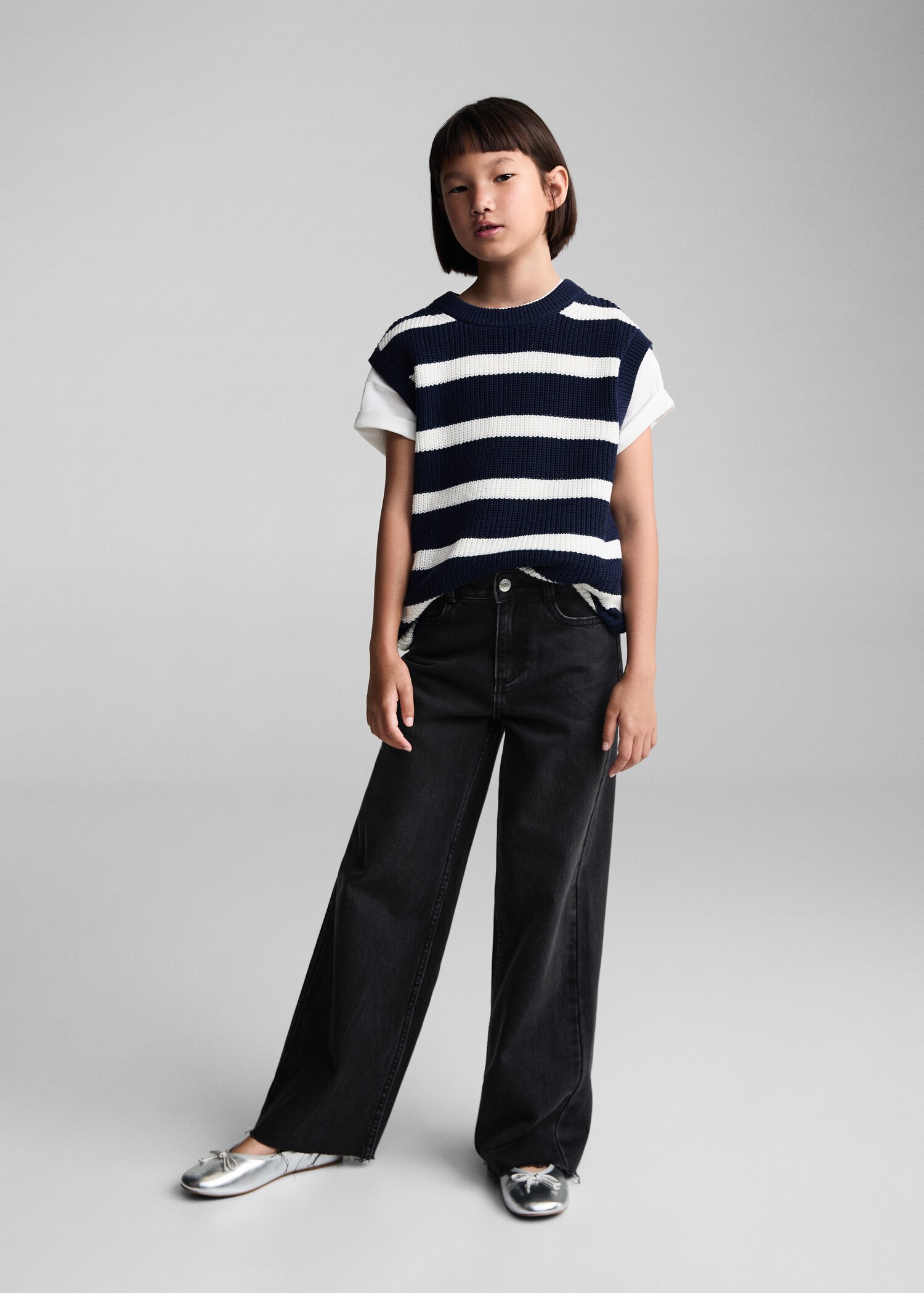 Jeans wideleg bajo deshilachado - Plano general