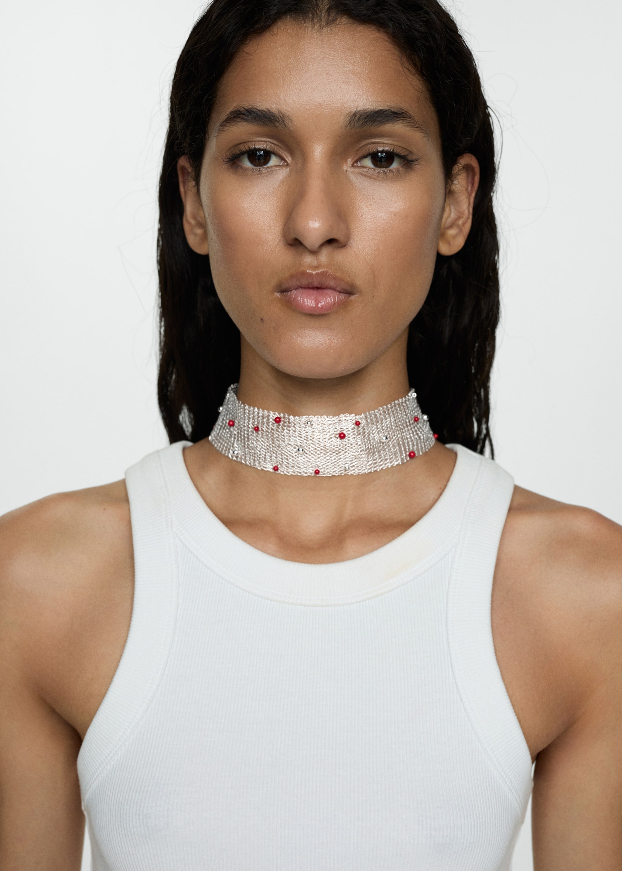 Perlenverzierter Mesh-Choker - Allgemeine Ansicht