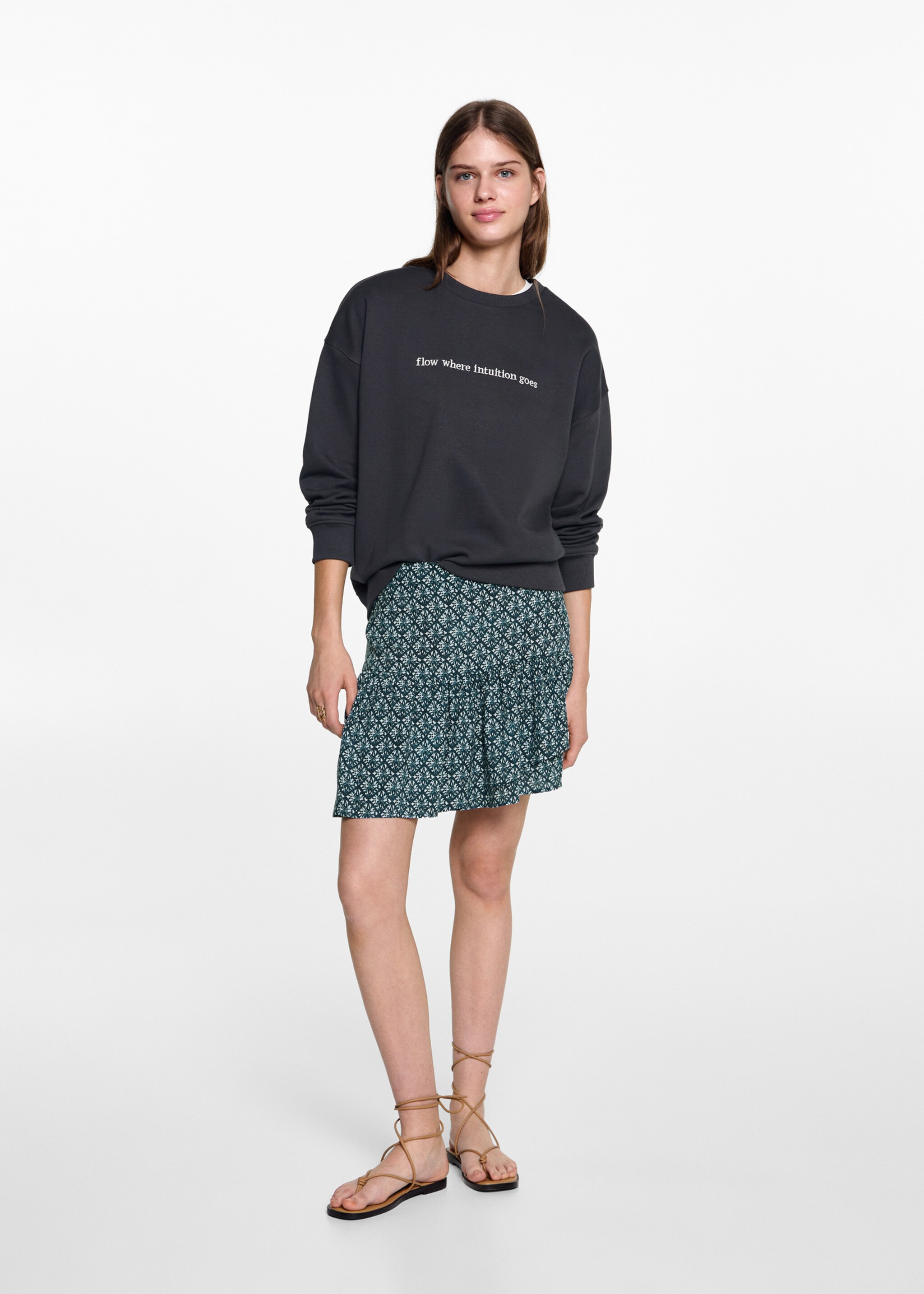 Embroidered detail cotton sweatshirt - General plane, Charcoal. Ref: 77042935-00.
