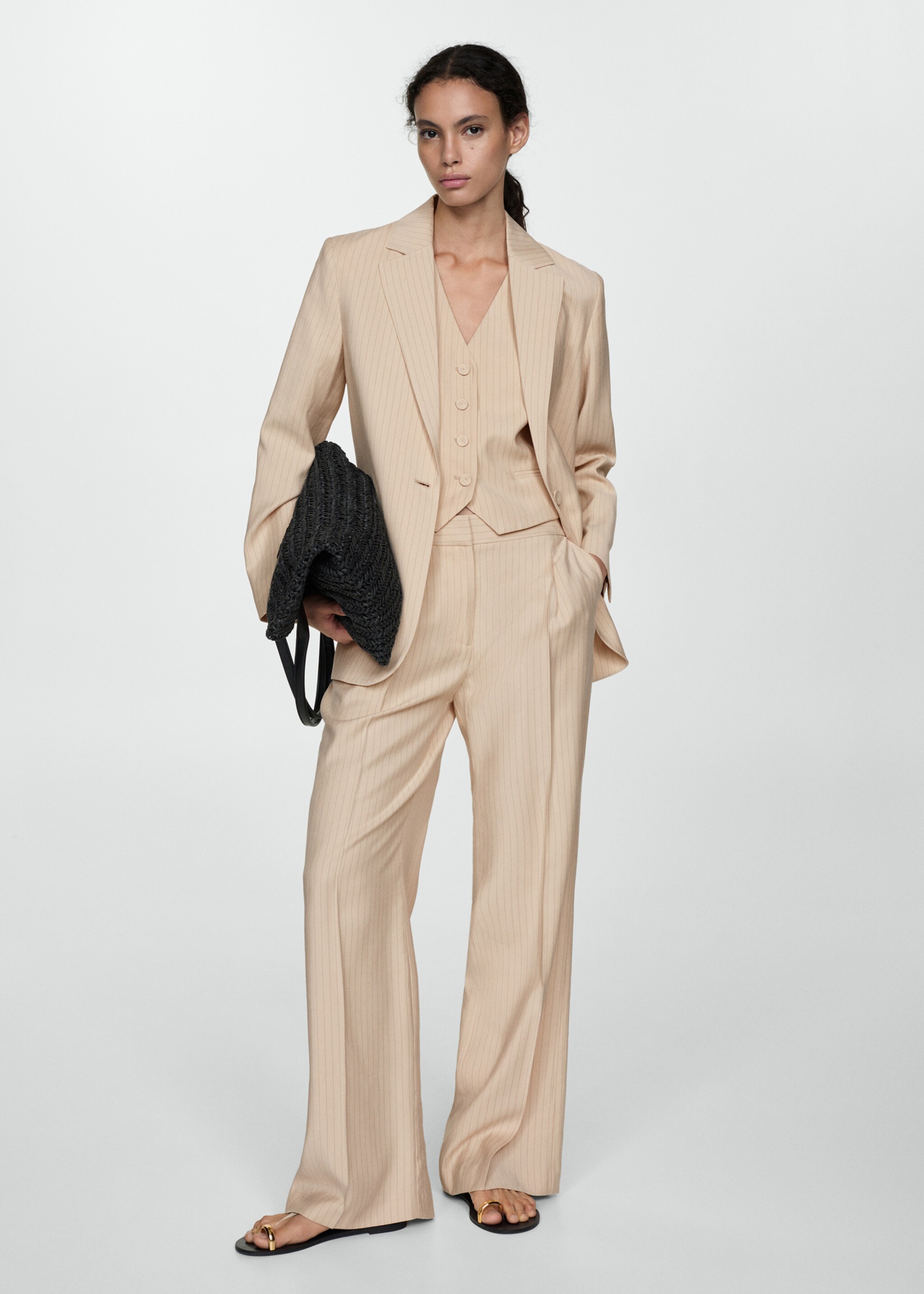 Pinstripe suit jacket - General plane, Beige. Ref: 77043265-00.