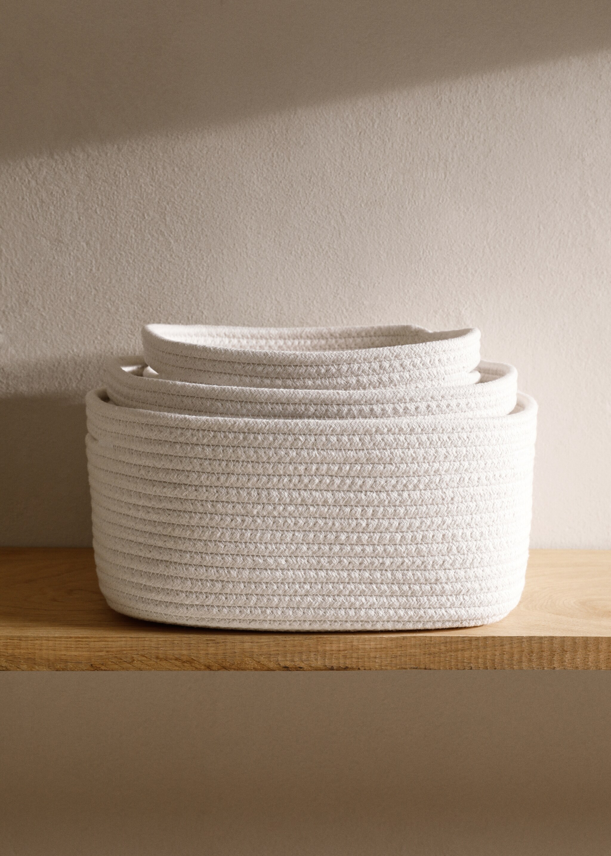 Large cotton storage basket - General plane, White. Ref: 77043270-00.