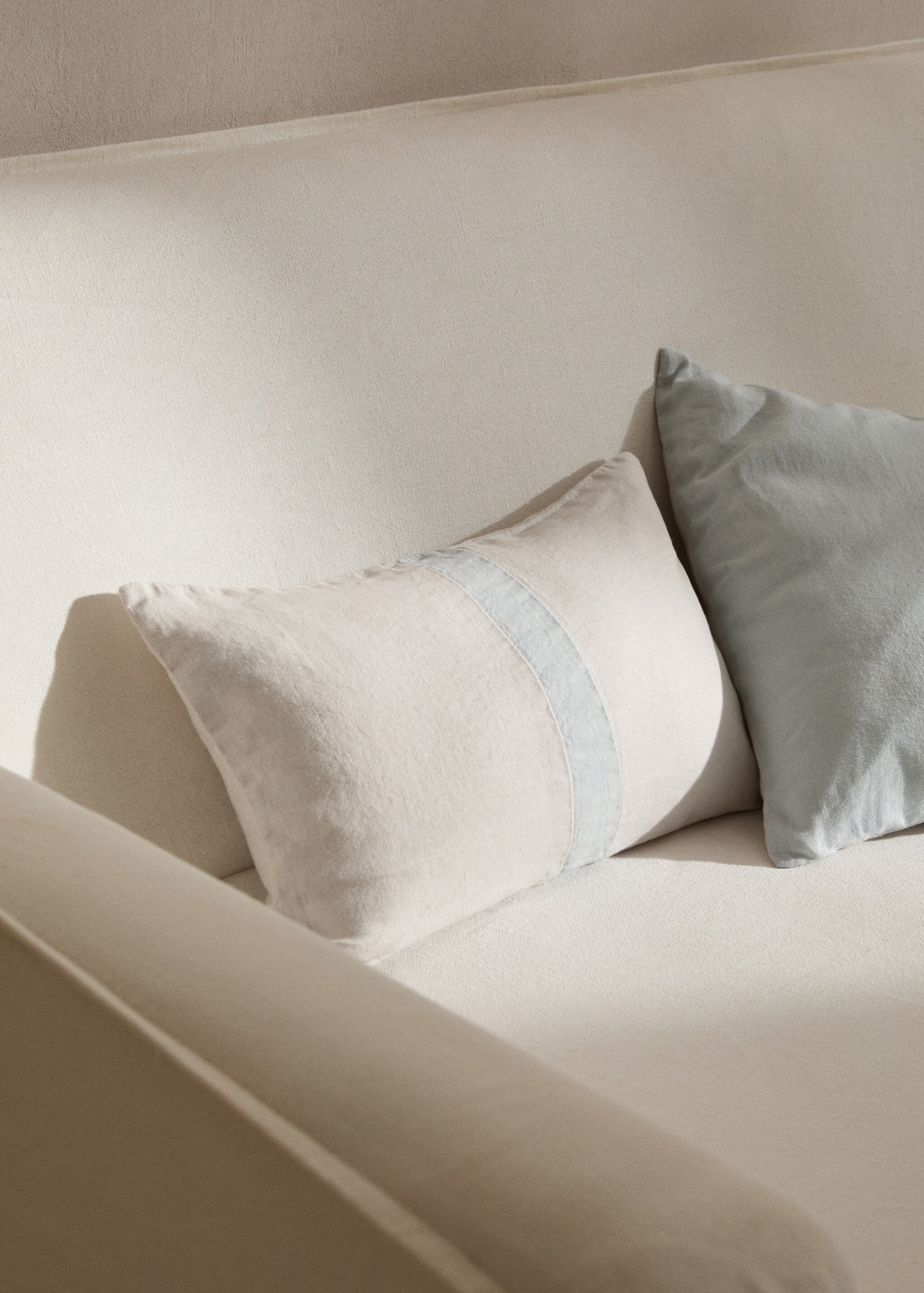 100% linen striped cushion cover 30x50cm - General plane, Aqua Green. Ref: 77043276-00.