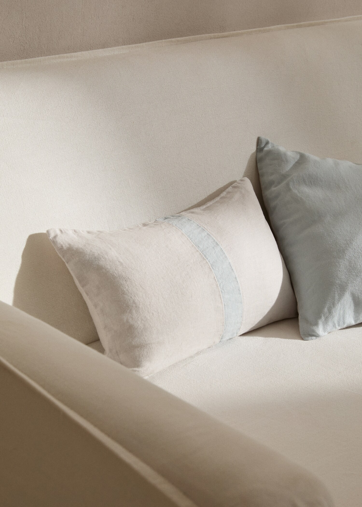 100% linen striped cushion cover 30x50cm - General plane