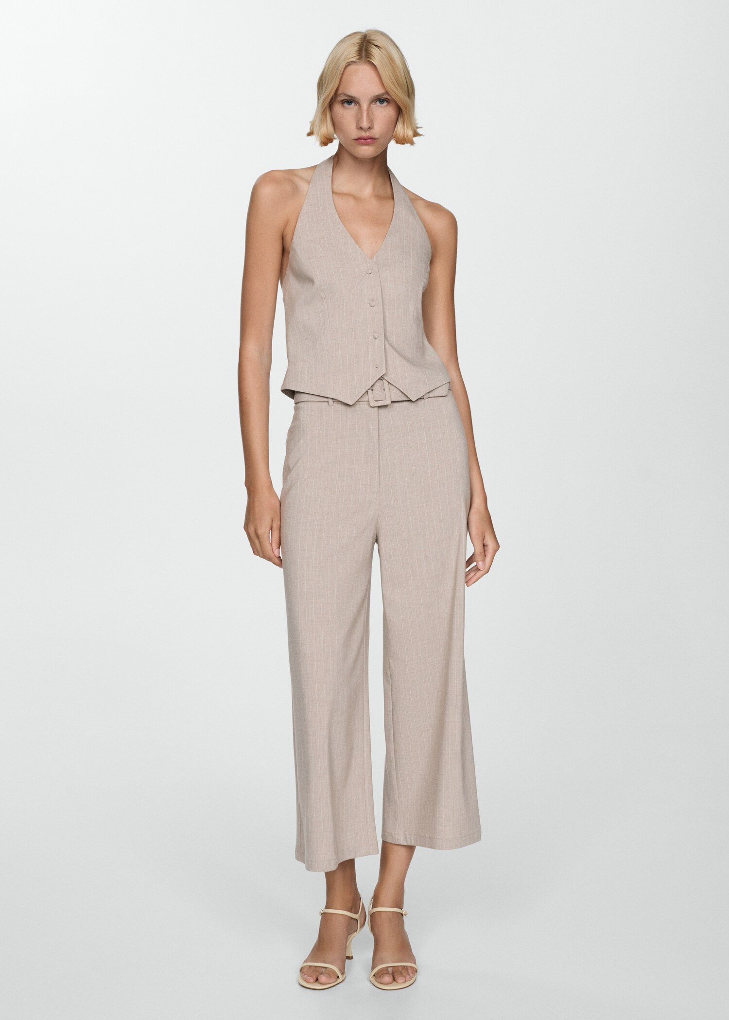 Chalk-stripe straight trousers - General plane