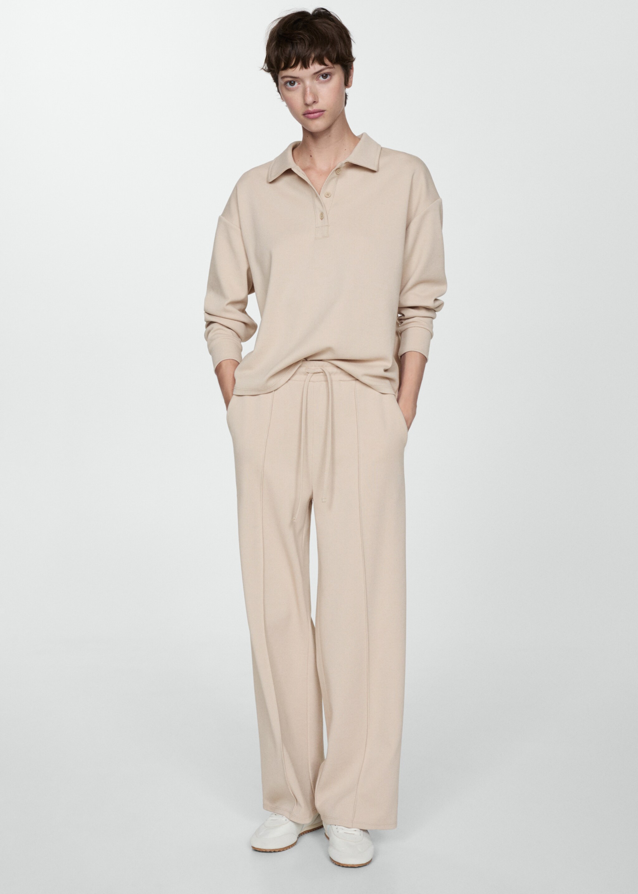 Seam-detail straight-fit pants - General plane, Beige. Ref: 77044021-00.