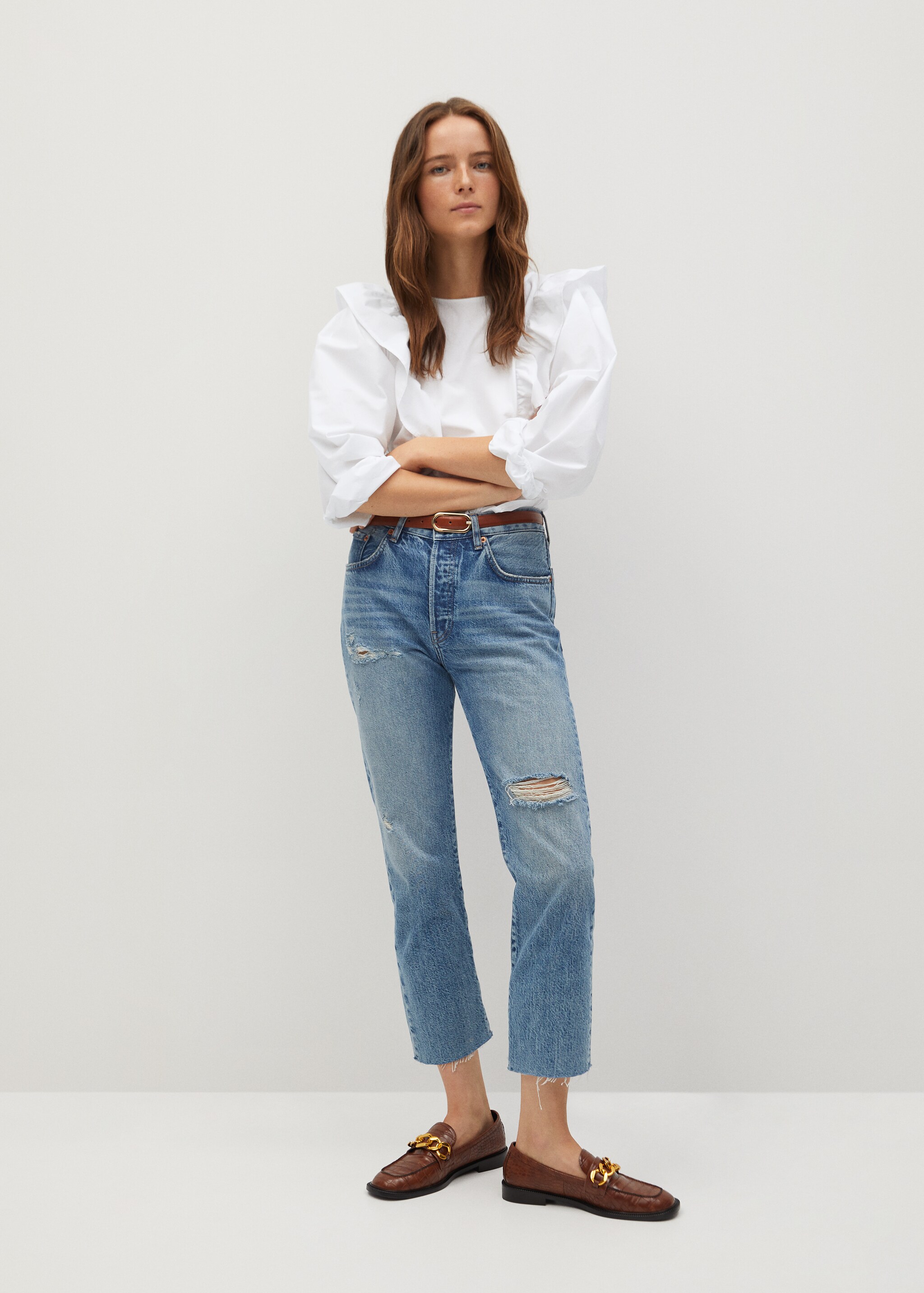 Organic cotton blouse with ruffles - General plane