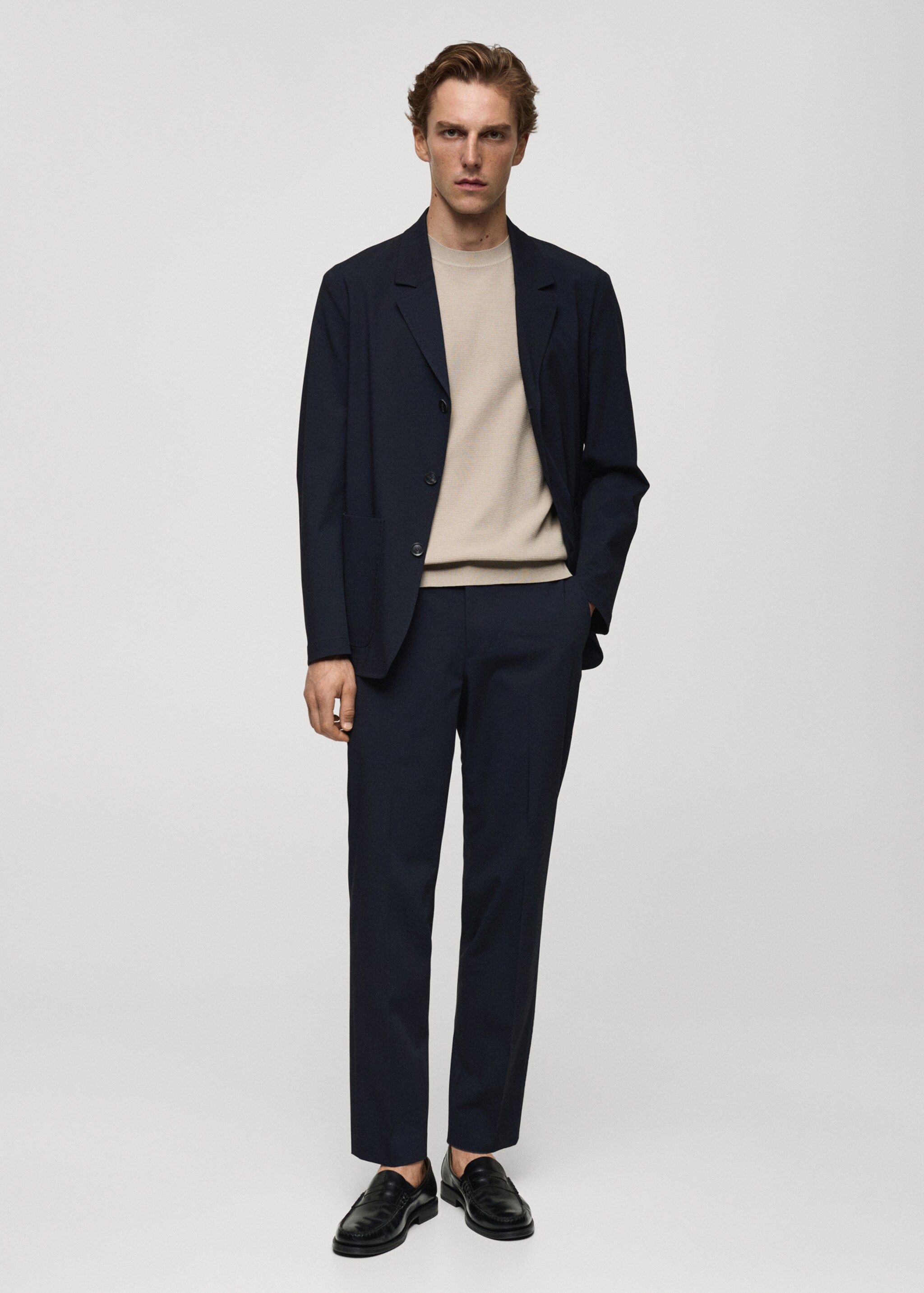 Slim fit suit trousers - General plane, Dark Navy. Ref: 77044445-00.
