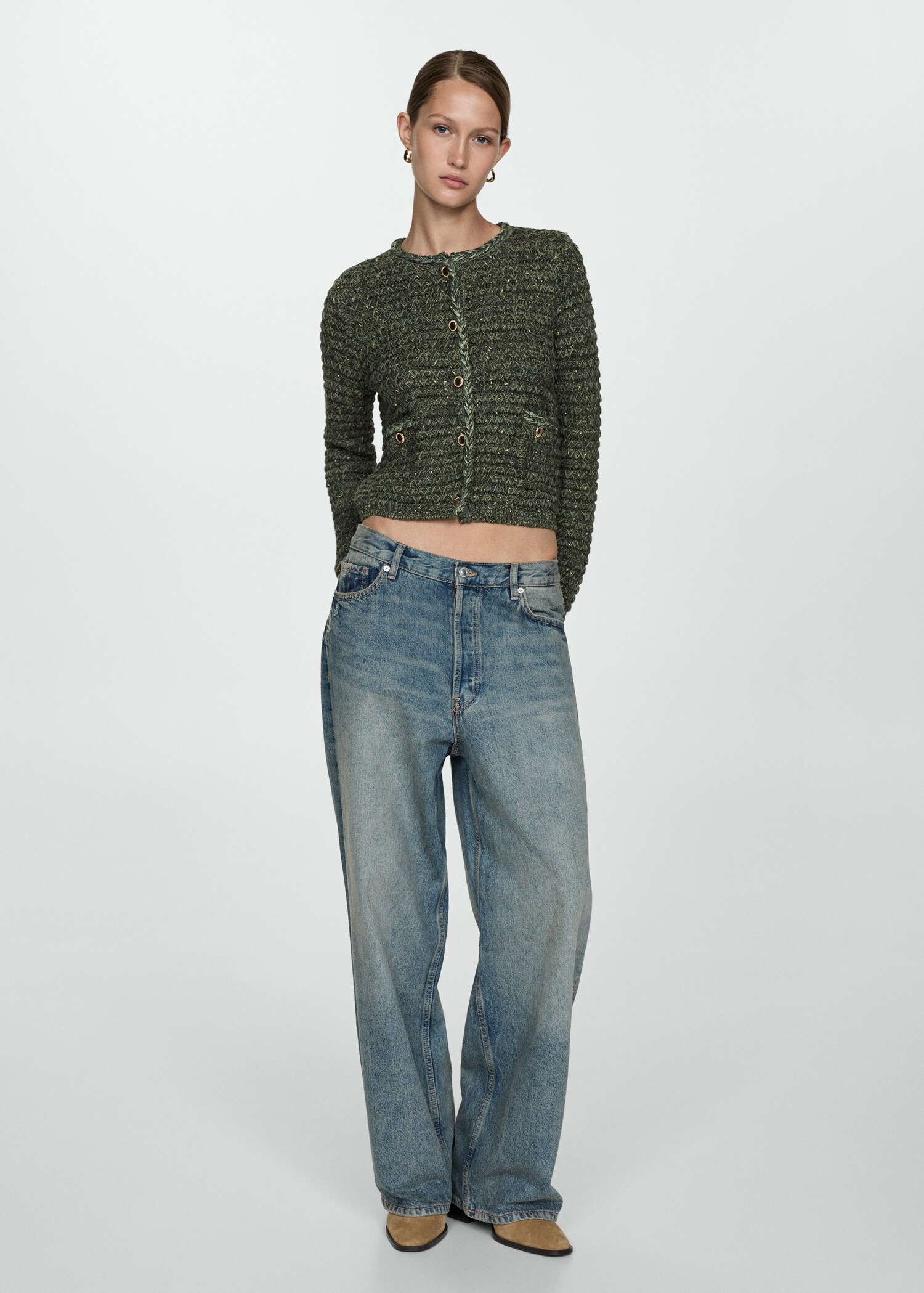 Lurex chunky-knit cardigan - General plane