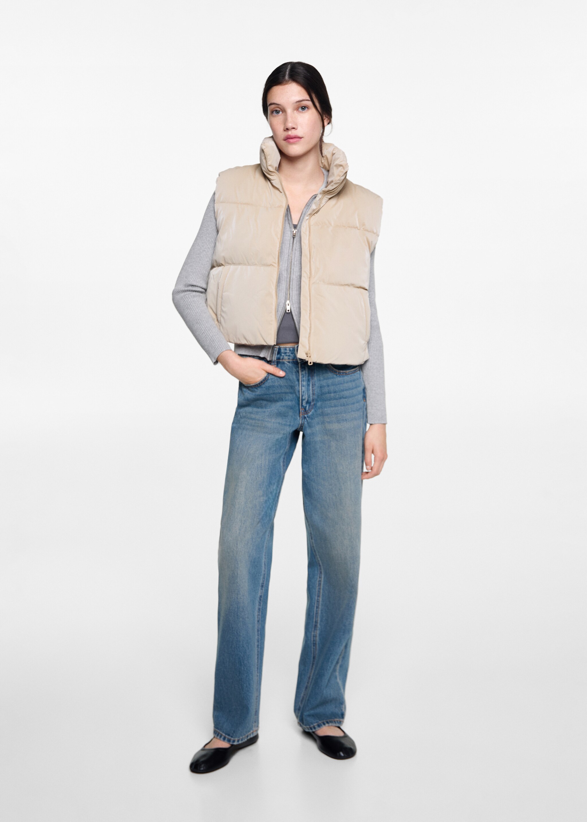 Steppanorak mit Taschen - Allgemeine Ansicht, Beige. Ref: 77045629-00.