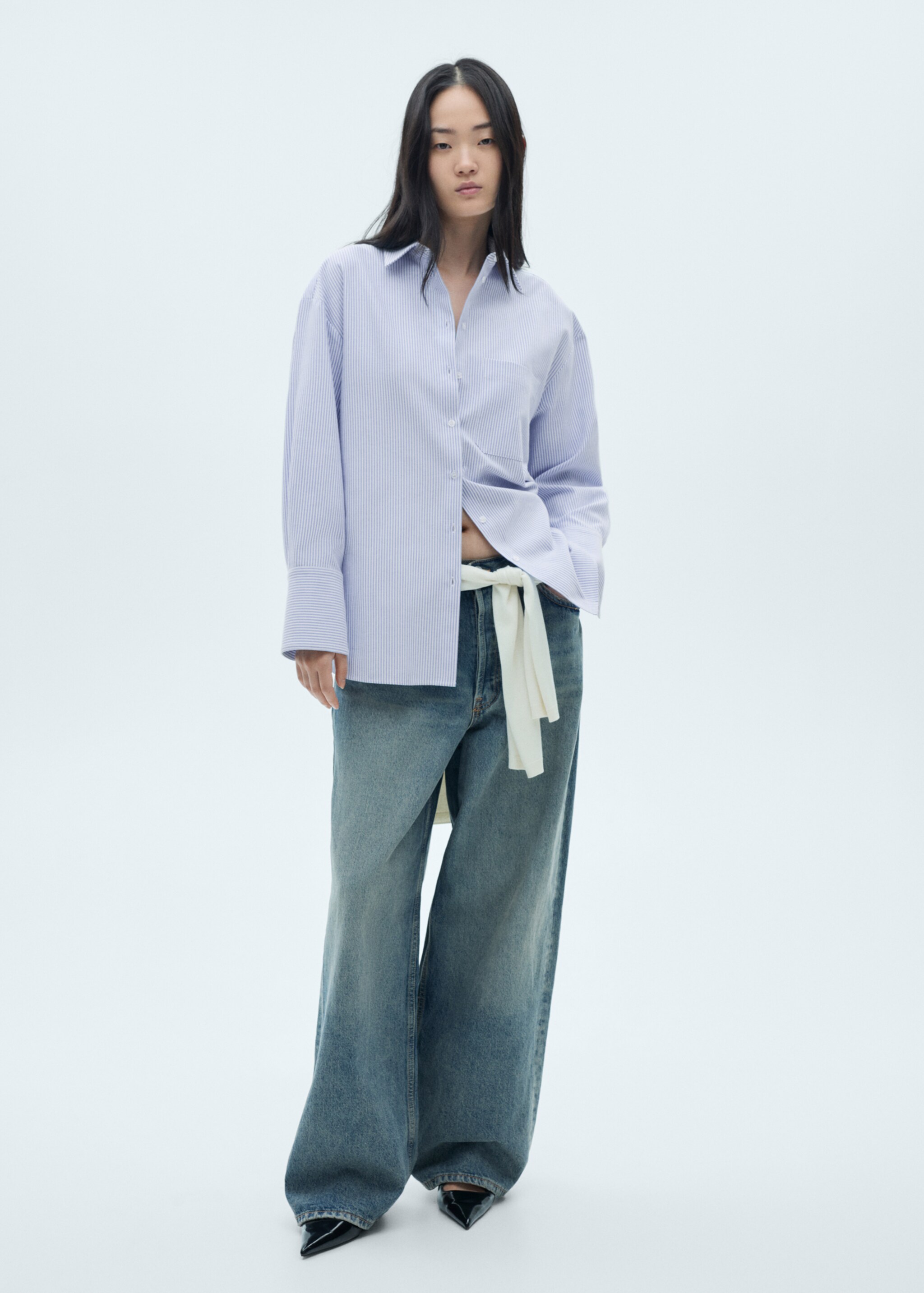 Striped cotton shirt - General plane, Sky Blue. Ref: 77045636-00.