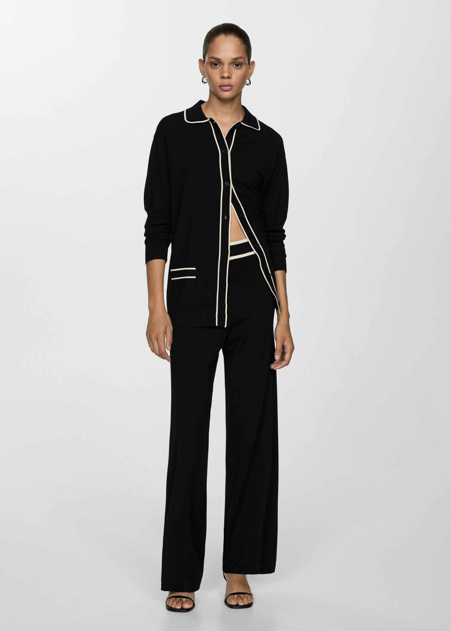 Oversized-Cardigan mit Kontrastborten - Allgemeine Ansicht