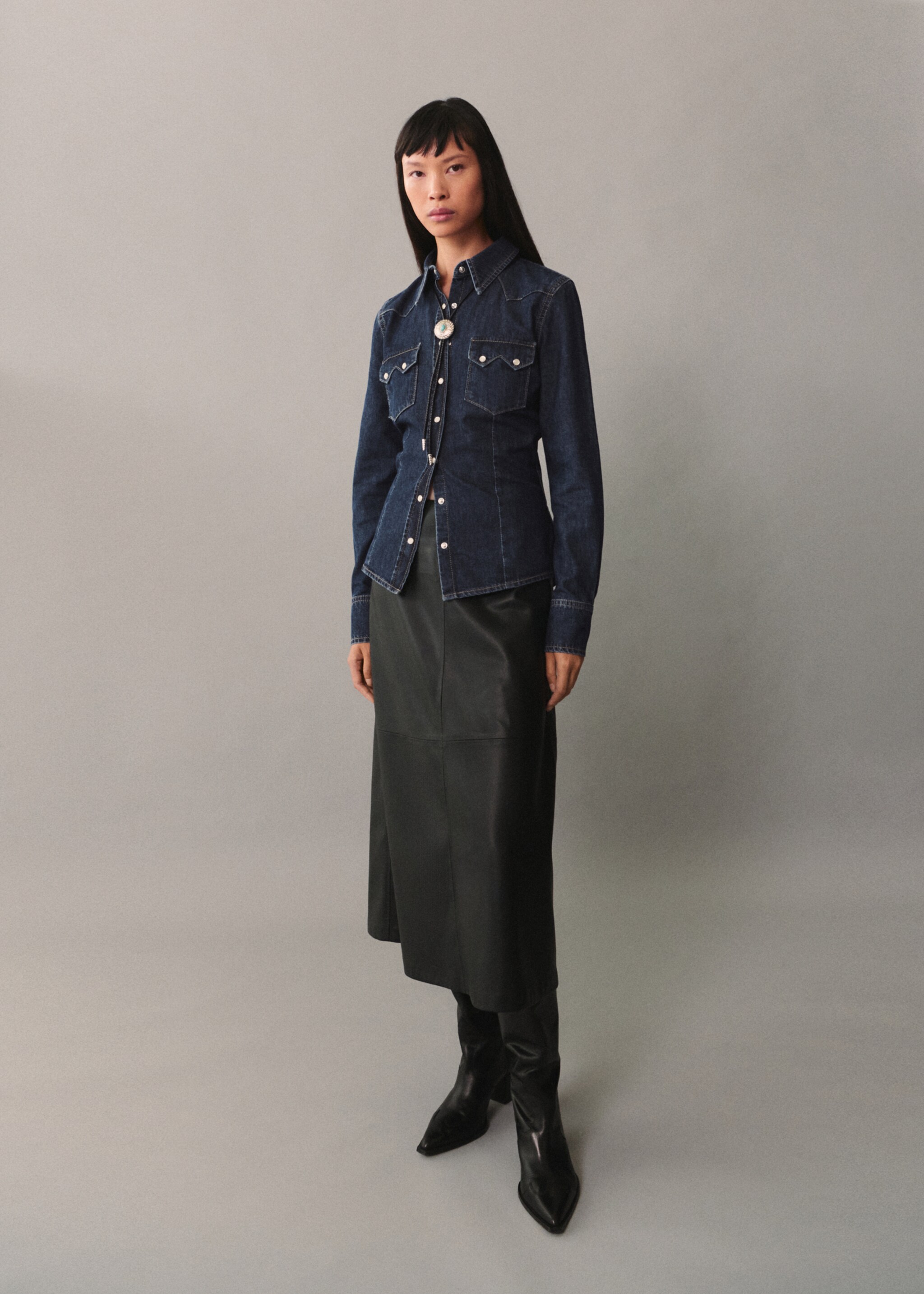 Chest-pocket denim shirt - General plane, Dark Blue. Ref: 77045644-00.