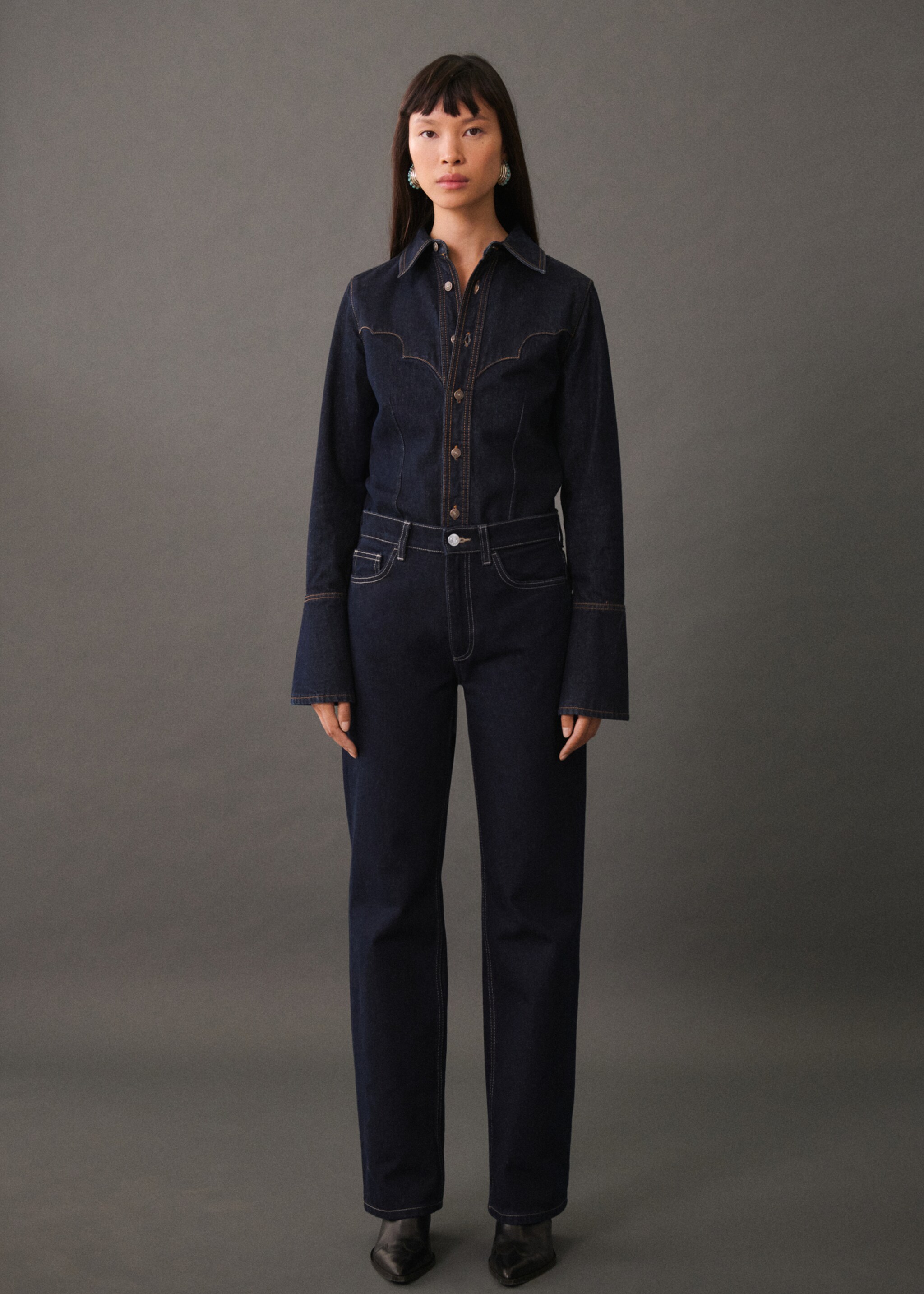 Denim shirt with seams - General plane, Open Blue. Ref: 77045645-00.