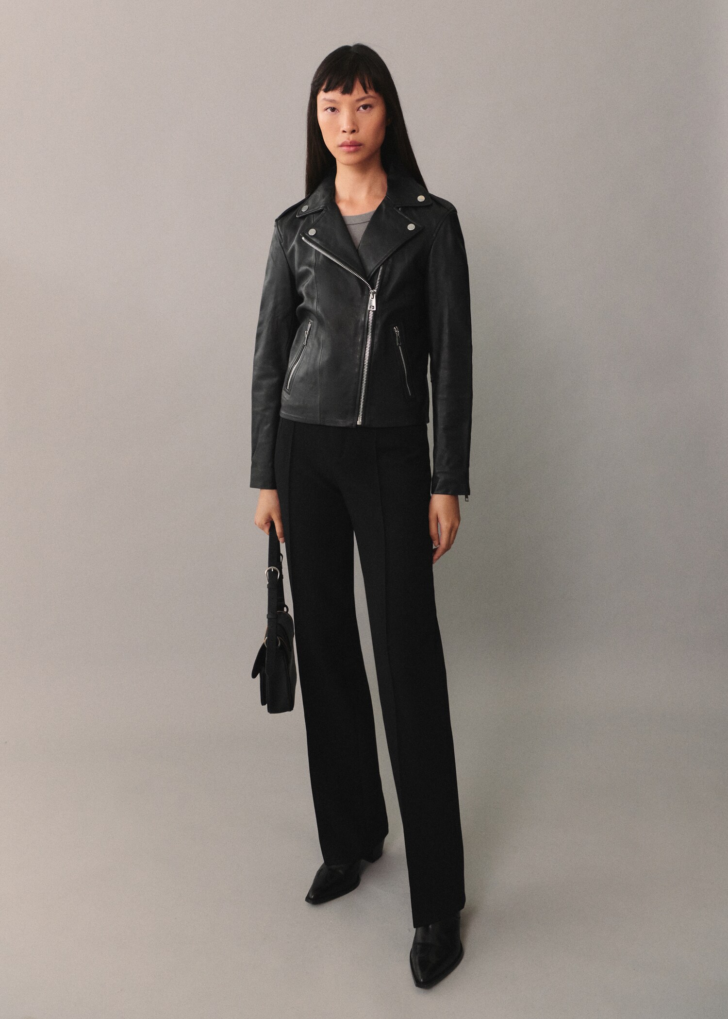 Leather biker jacket - General plane