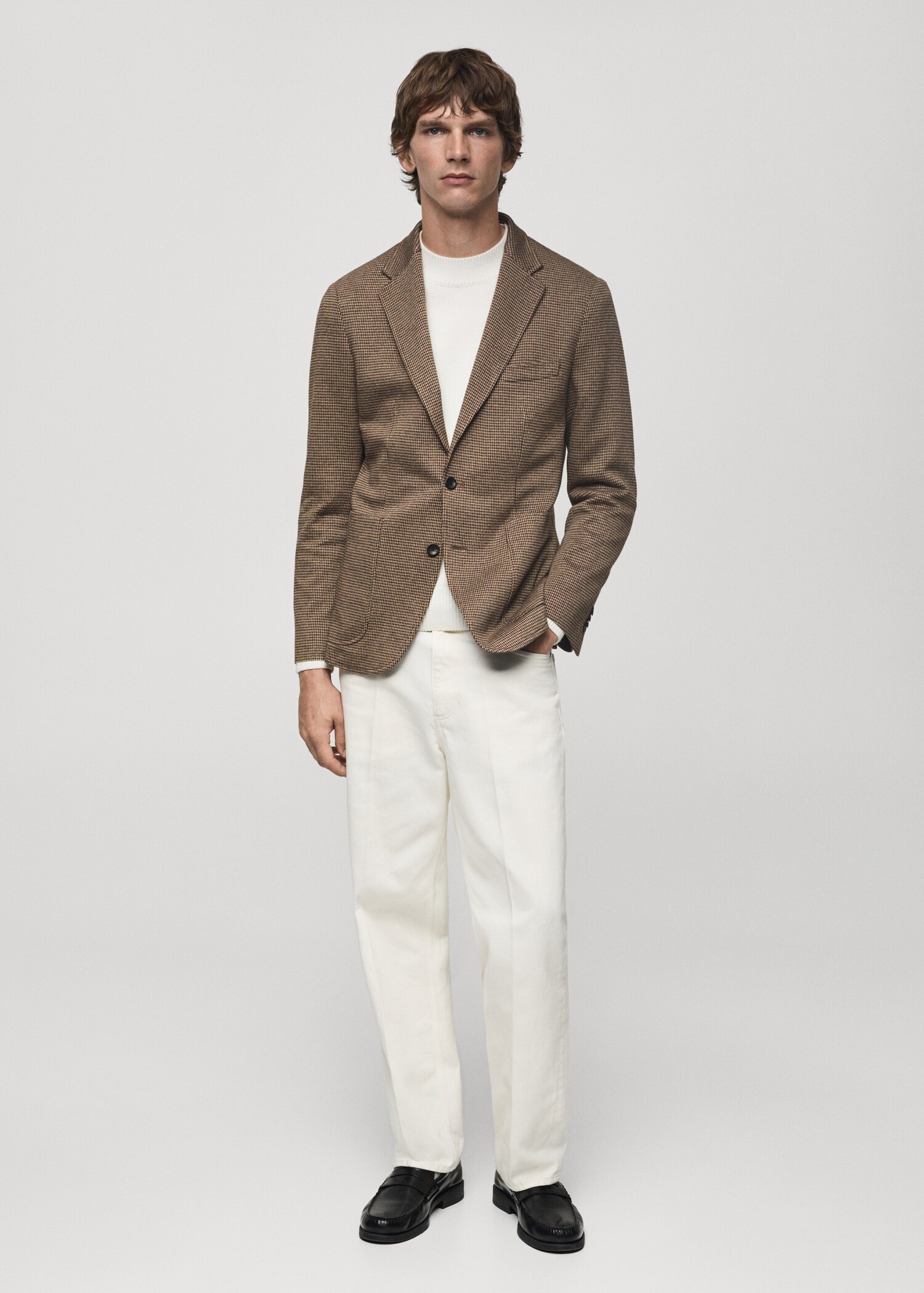 Slim Fit-Sakko mit Mikro-Hahnentrittmuster - Allgemeine Ansicht