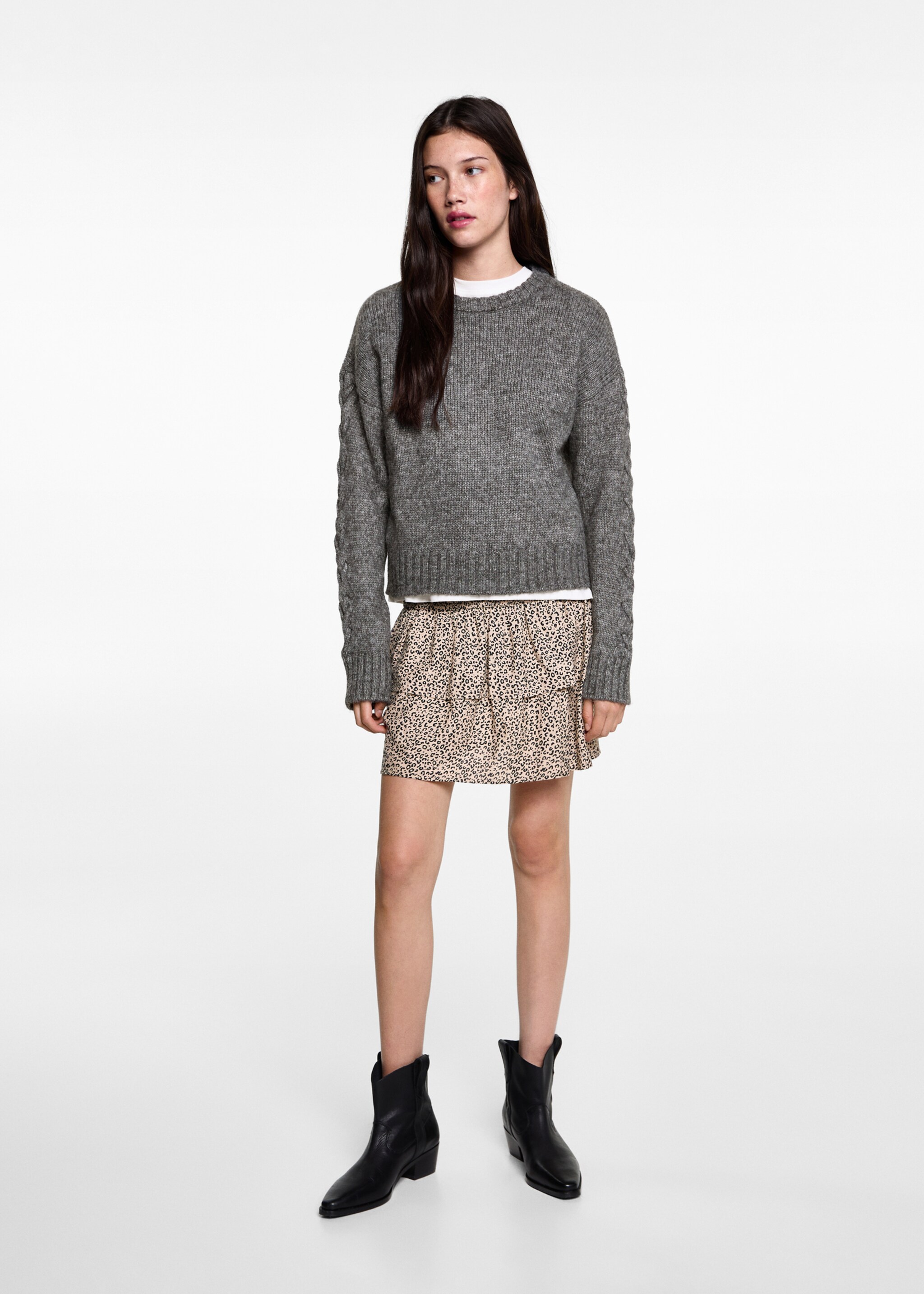 Braided sleeve sweater - General plane, Grey. Ref: 77045984-00.