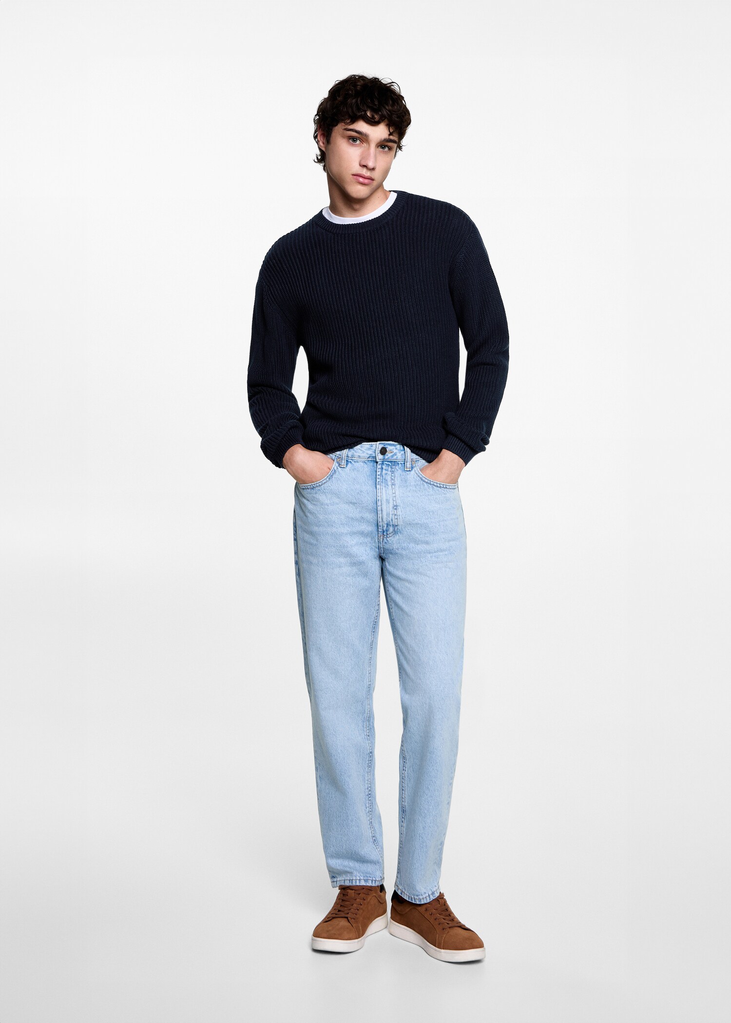 Ribbed cotton knitted sweater - General plane