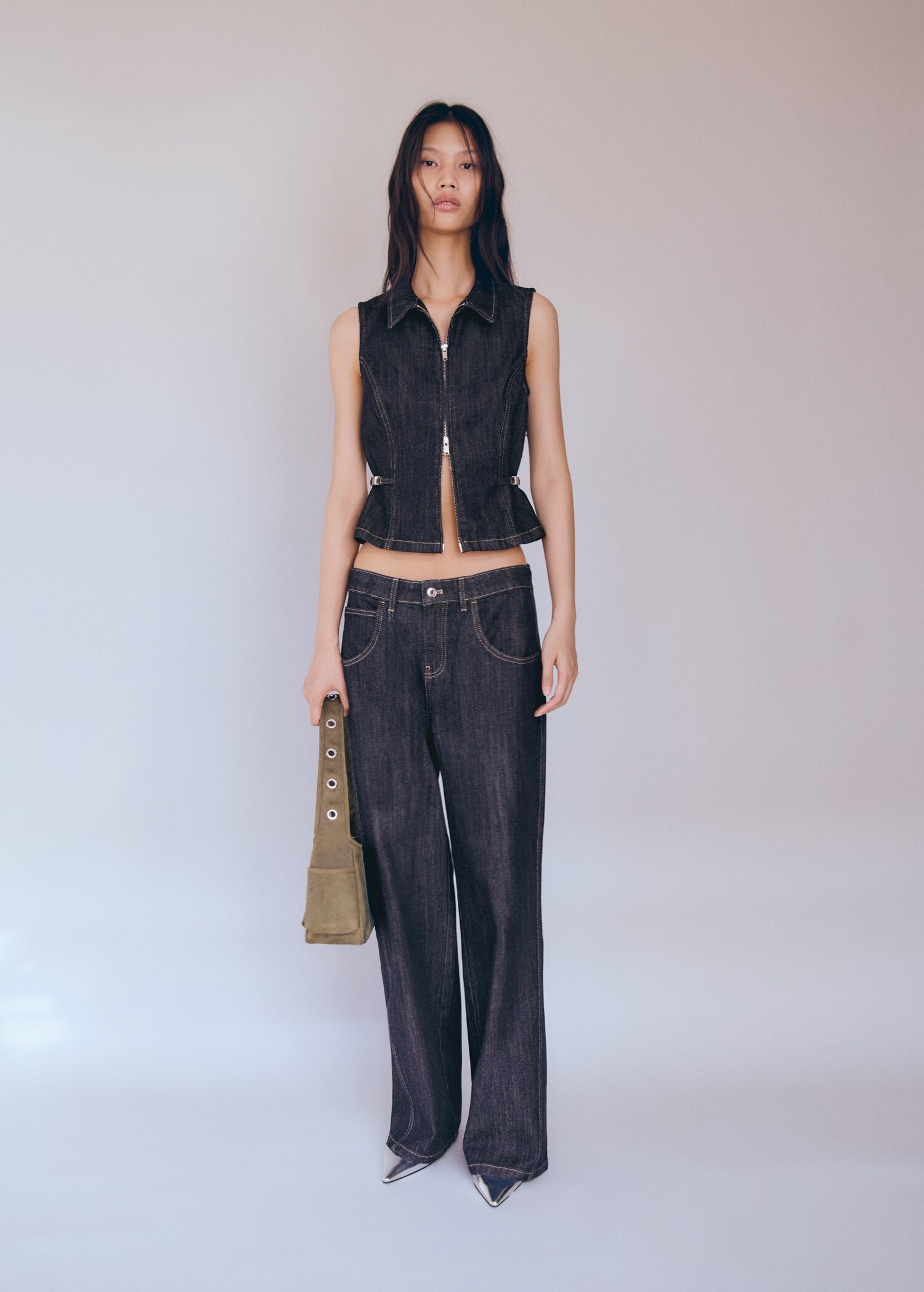 Jeans wideleg tiro bajo - Plano general