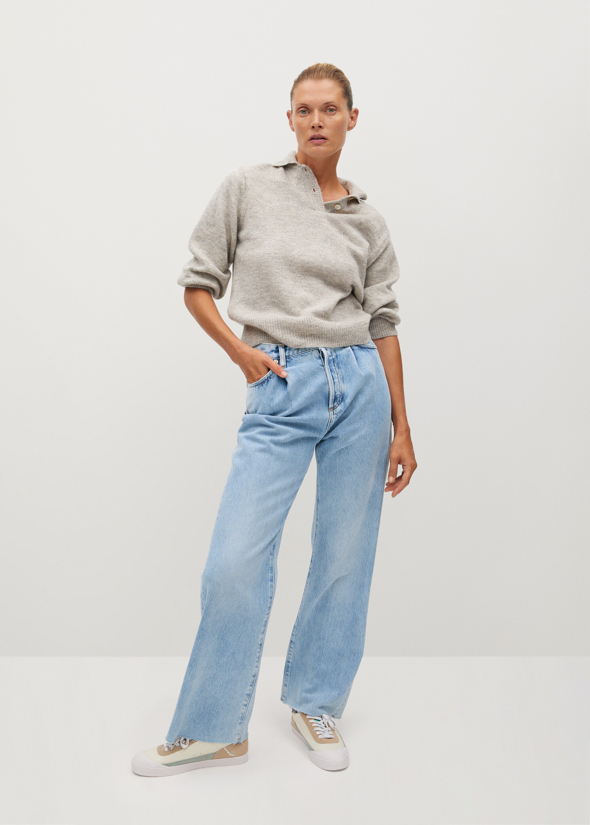 Jeans tiro alto Wideleg pinzas - Plano general