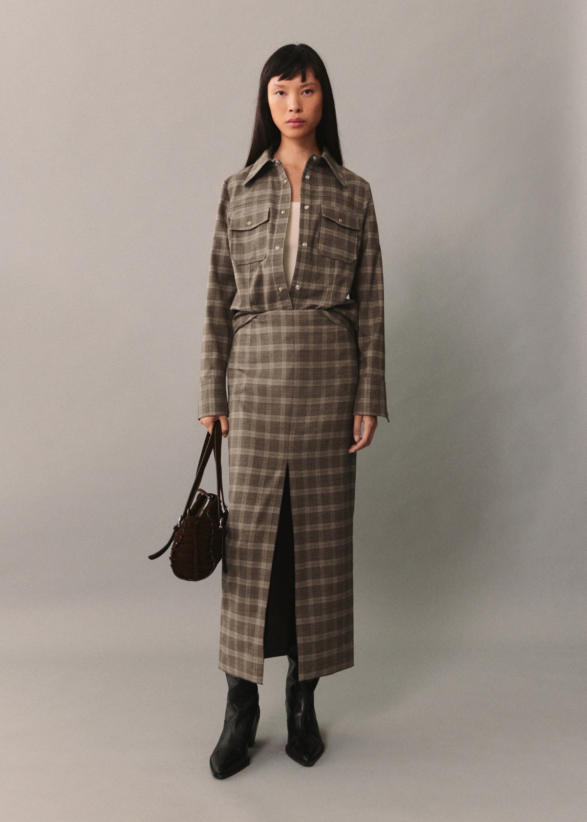 Check overshirt with pockets - General plane, Beige. Ref: 77046727-00.