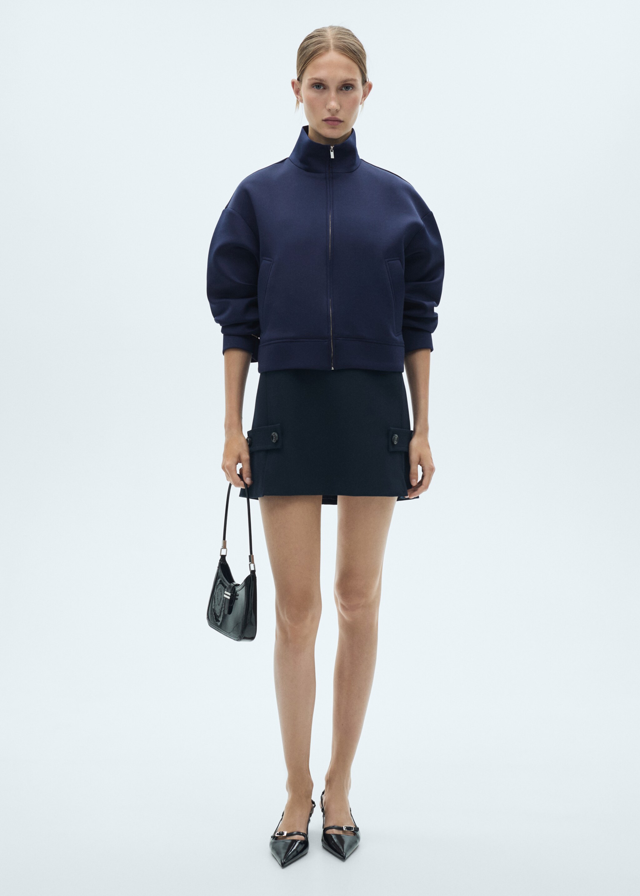 Cropped bomber jacket - General plane, Dark Navy. Ref: 77046756-00.