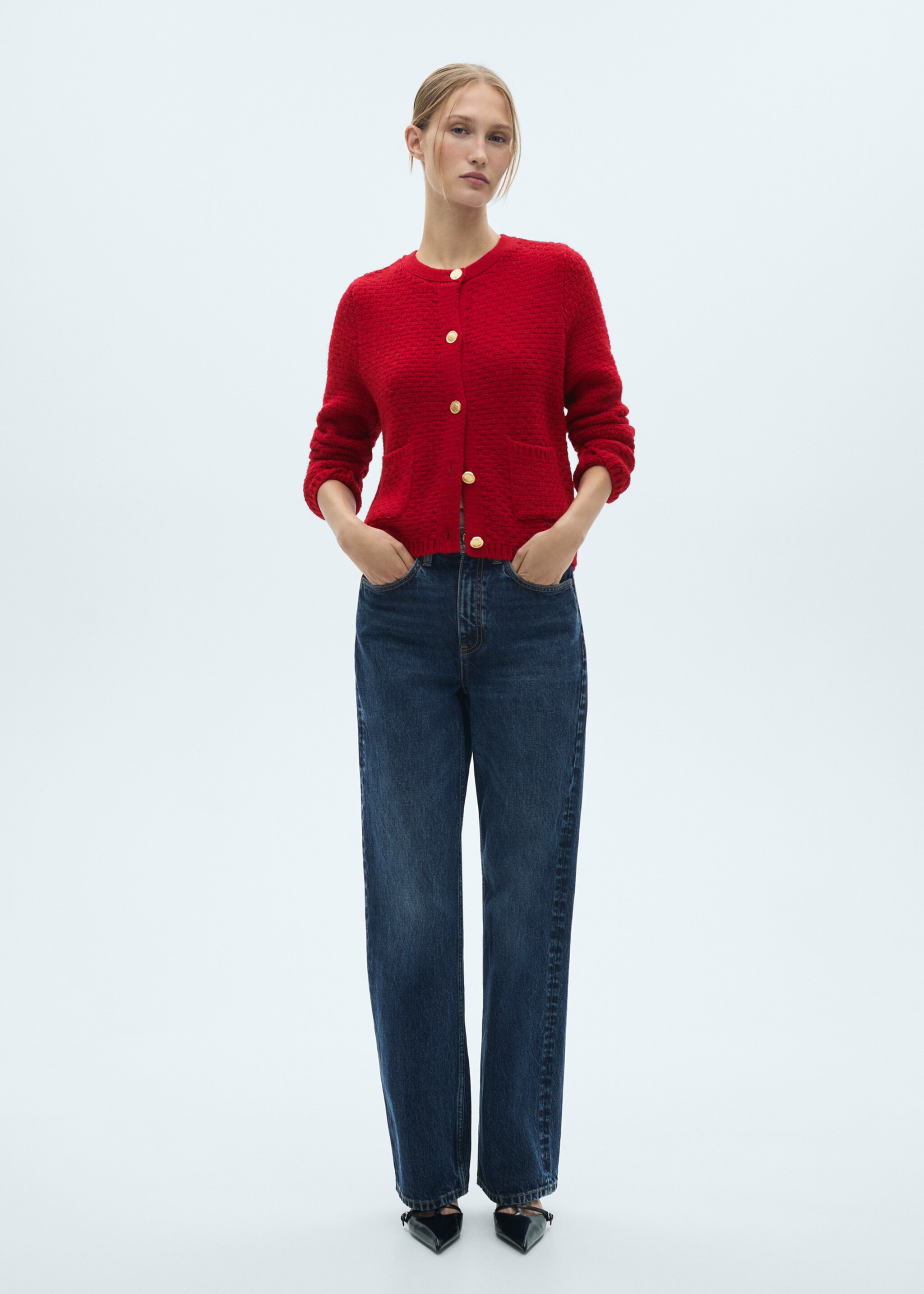 Button knit cardigan - General plane, Red. Ref: 77046763-00.