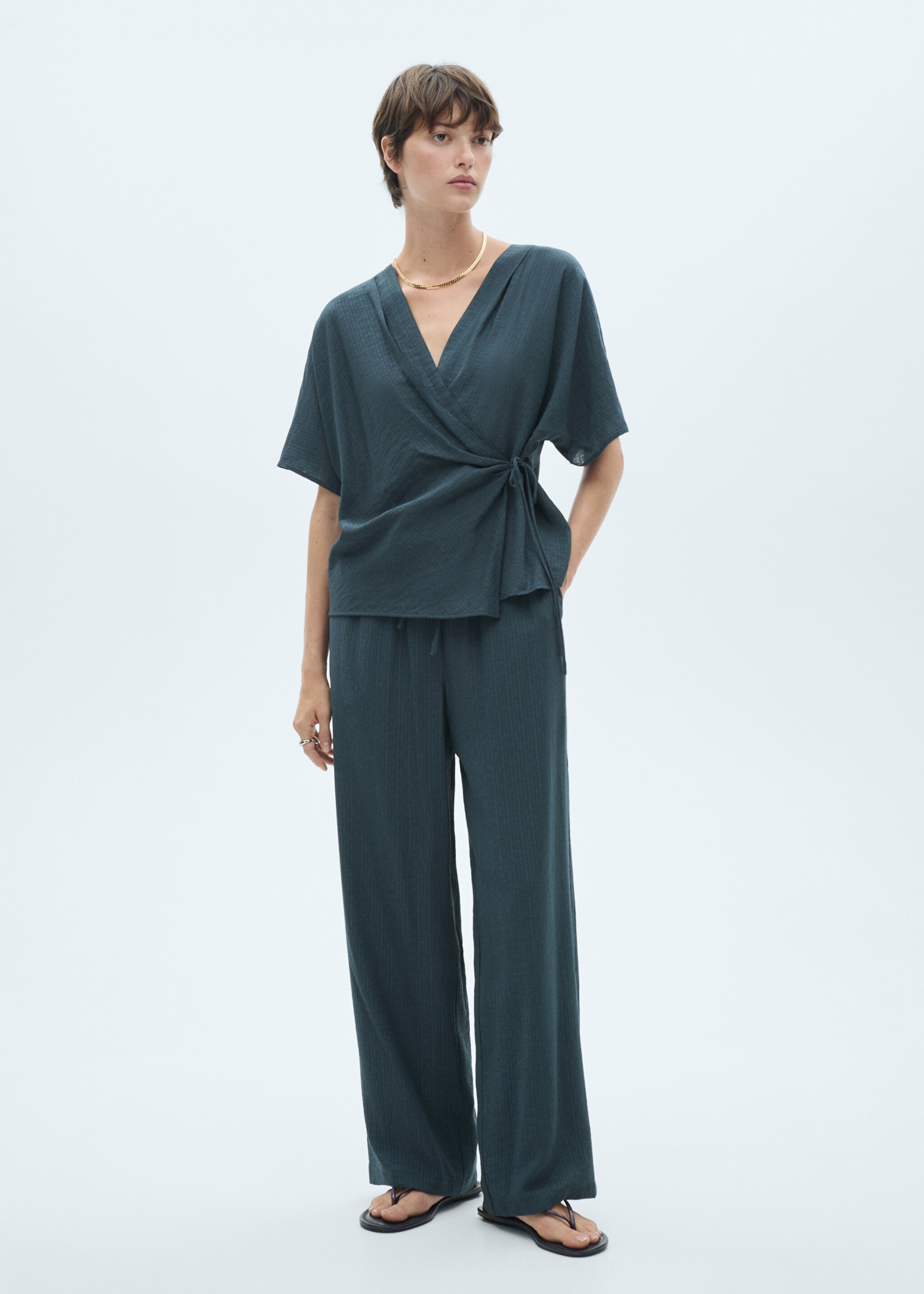 Wrap blouse with knot detail - General plane, Night Blue. Ref: 77047646-00.
