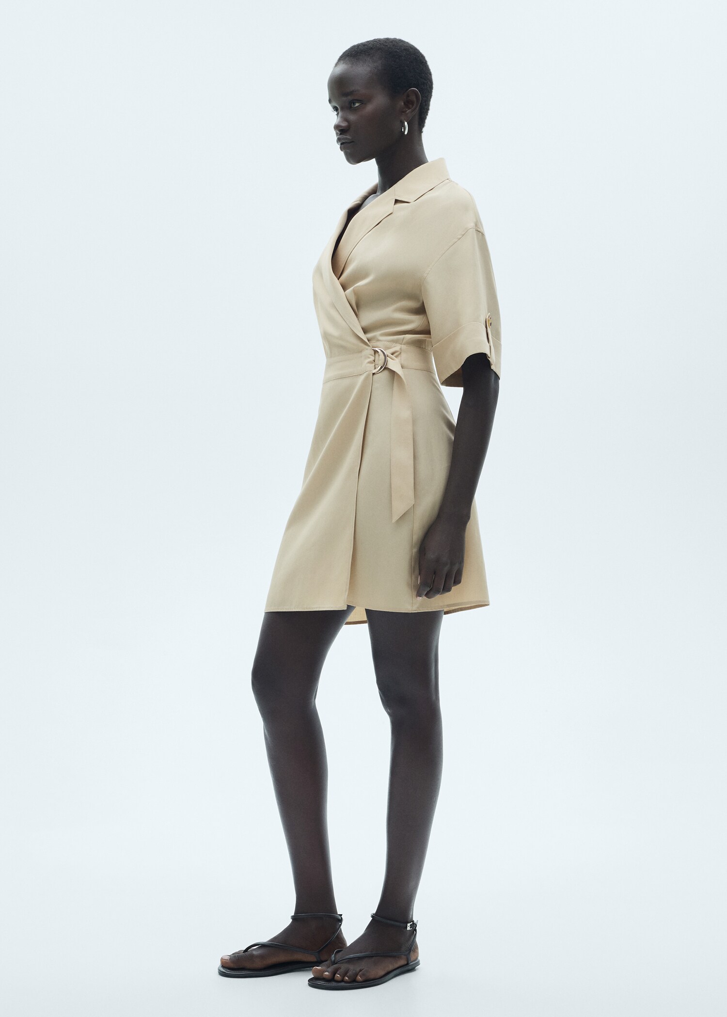 Lyocell dress with belt - General plane