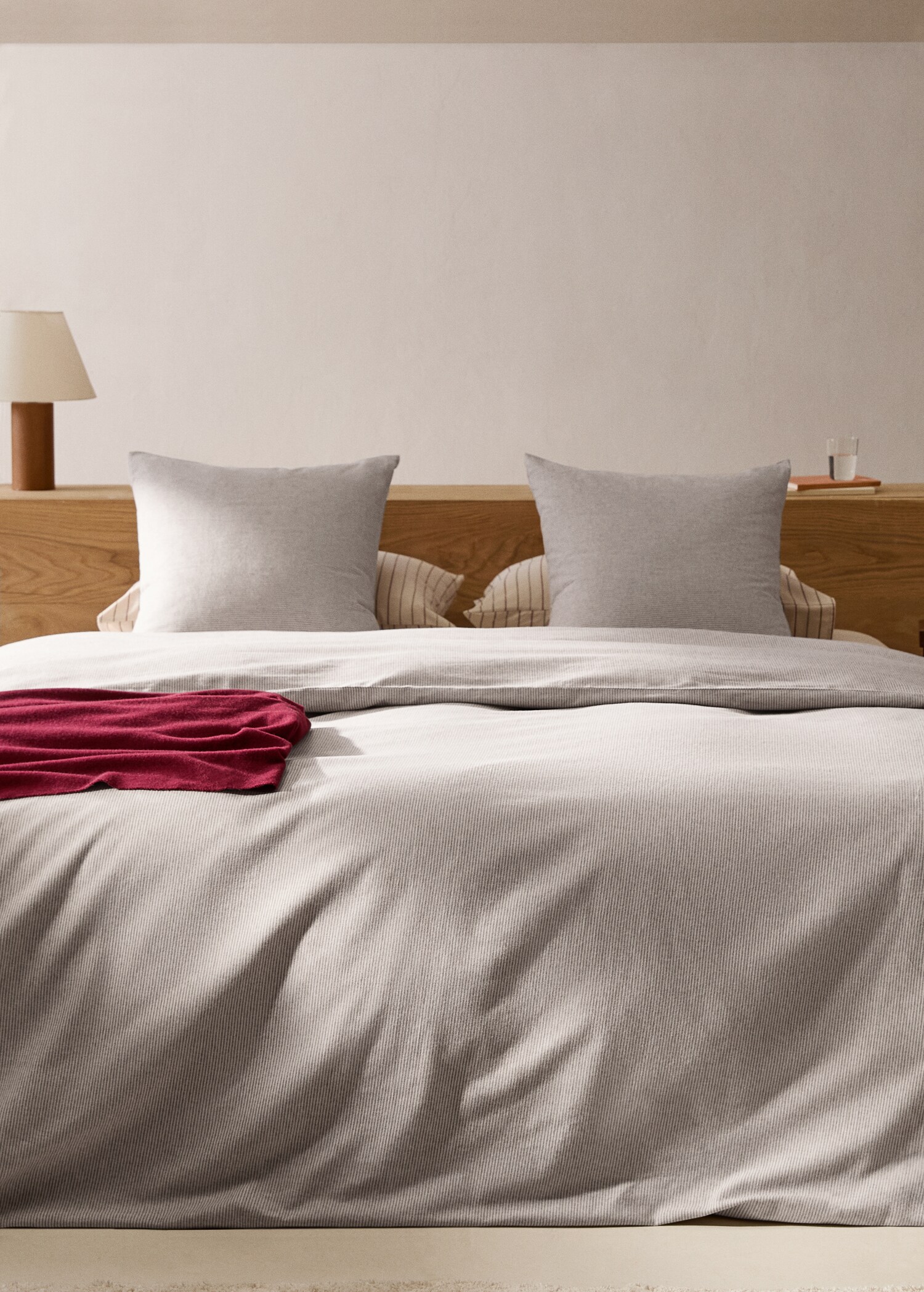 Gestreifter Bettbezug aus Baumwoll-Flanell für 180 cm Bett - Allgemeine Ansicht