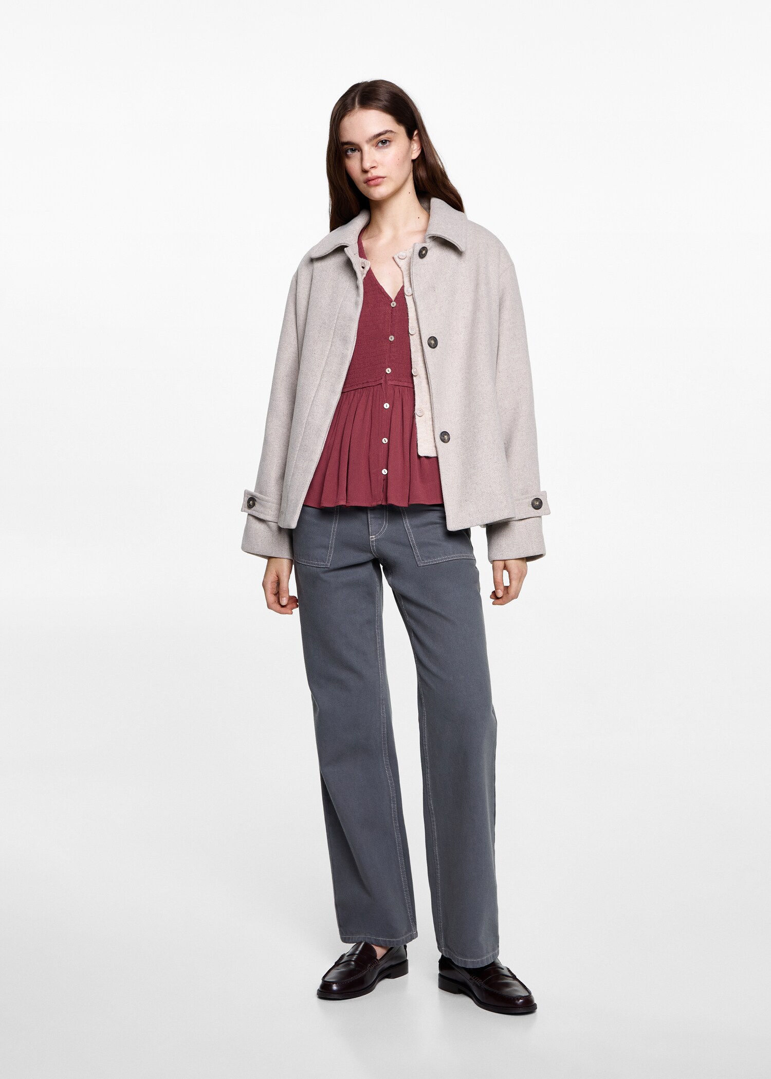 Fließende Bluse mit Raff-Details - Allgemeine Ansicht