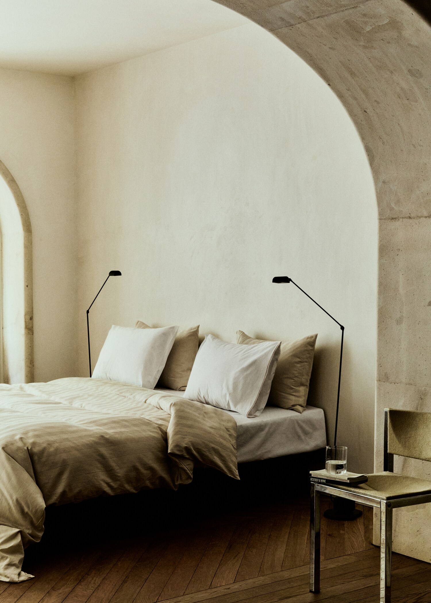 Satin cotton jacquard striped duvet cover King bed - General plane