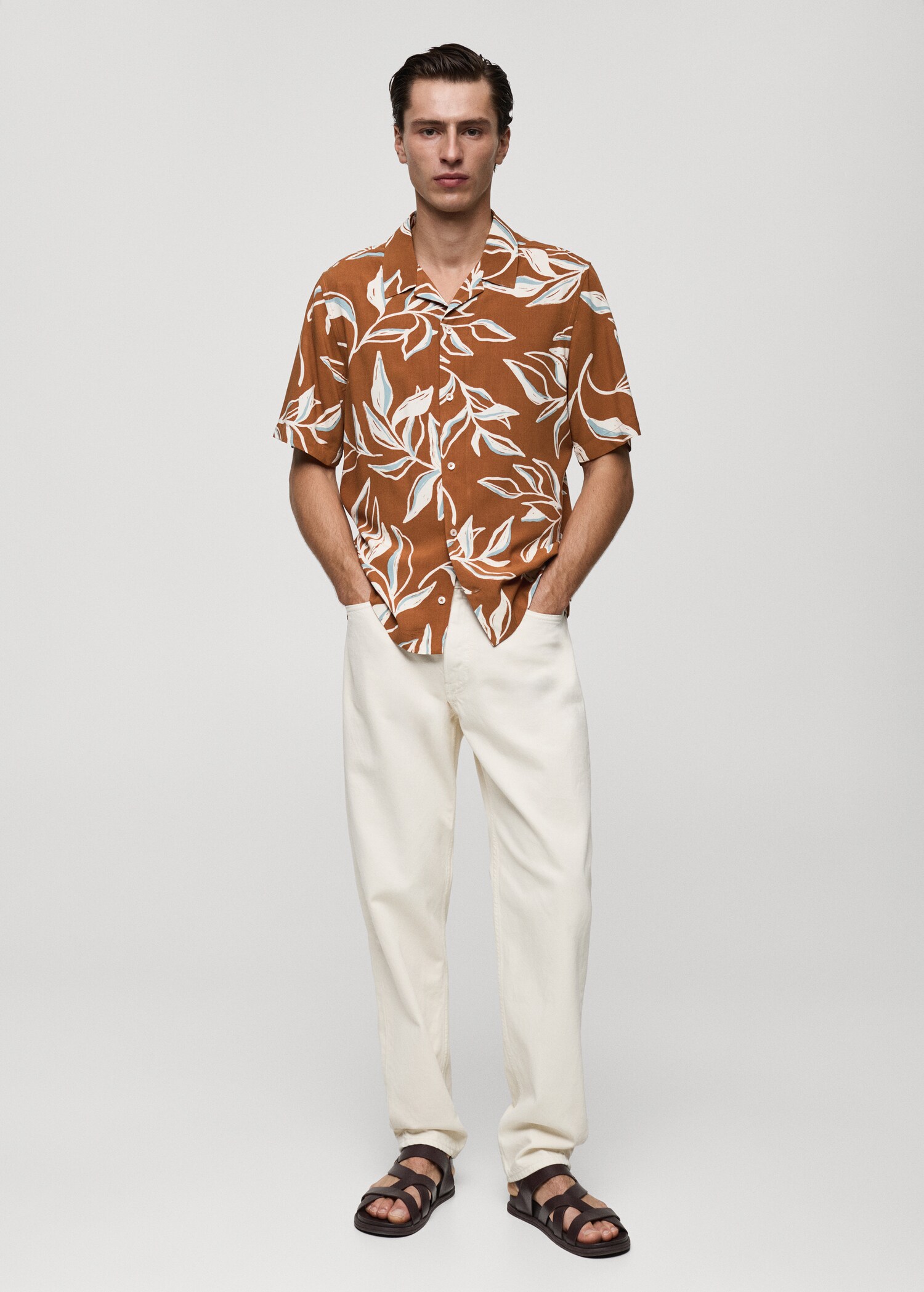 Regular-fit overhemd met hawaïprint - Overzichtstekening