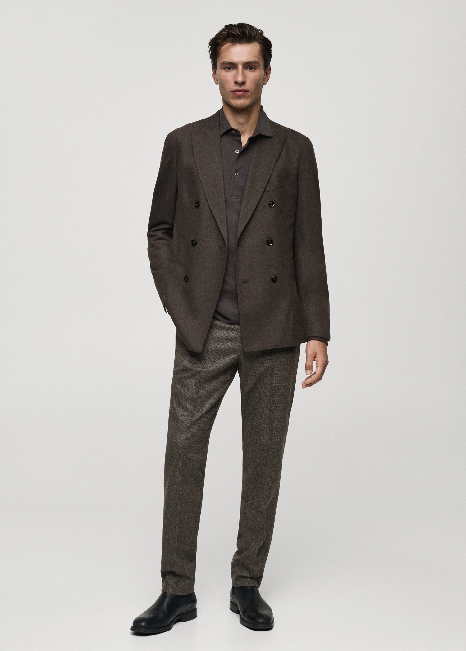 Veste croisée flanelle laine vierge Homme MANGO OUTLET France