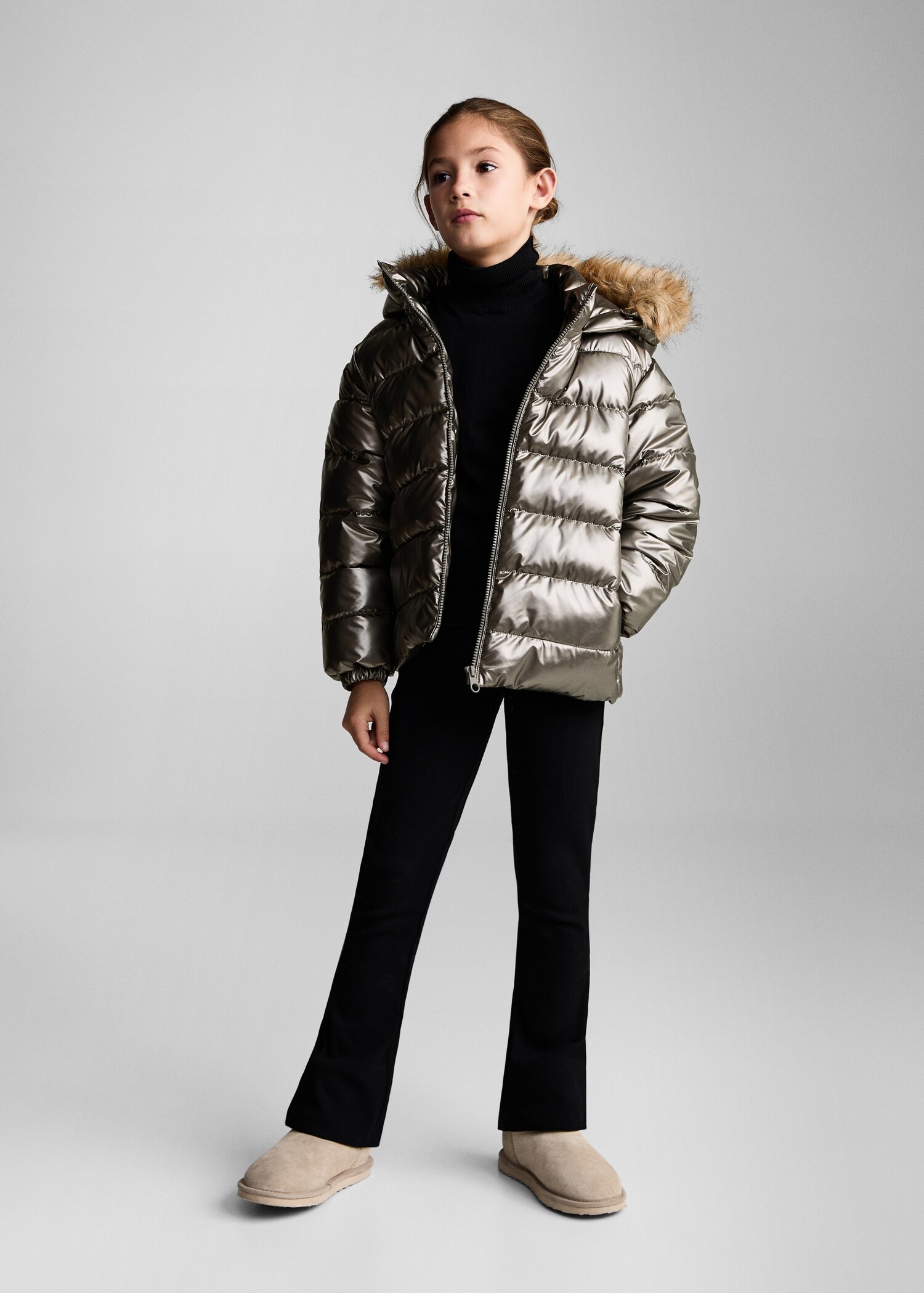 Metallic puffer jacket - General plane