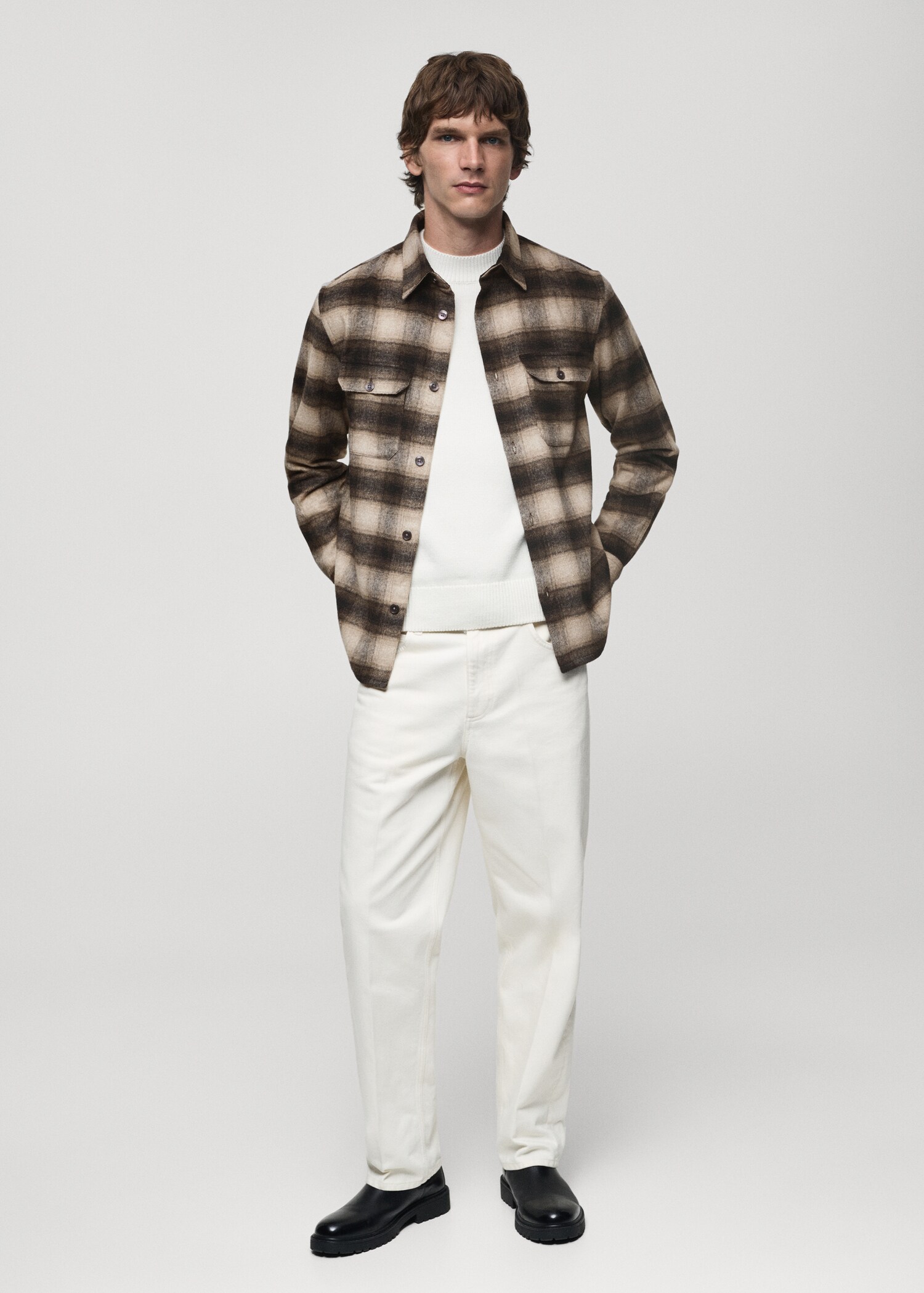 Check wool overshirt - General plane