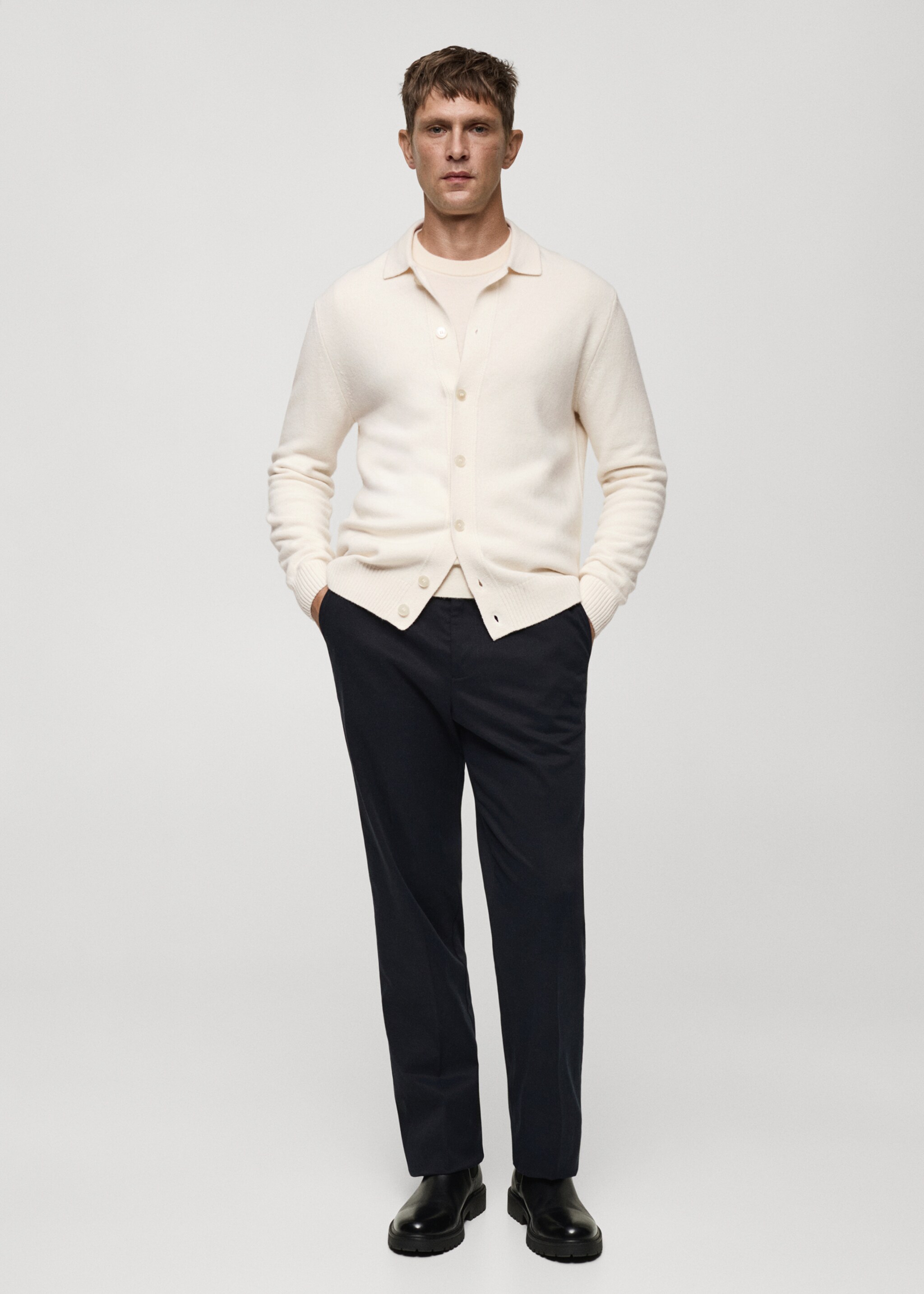 Rib-knit wool cardigan - General plane, Off White. Ref: 77047928-00.