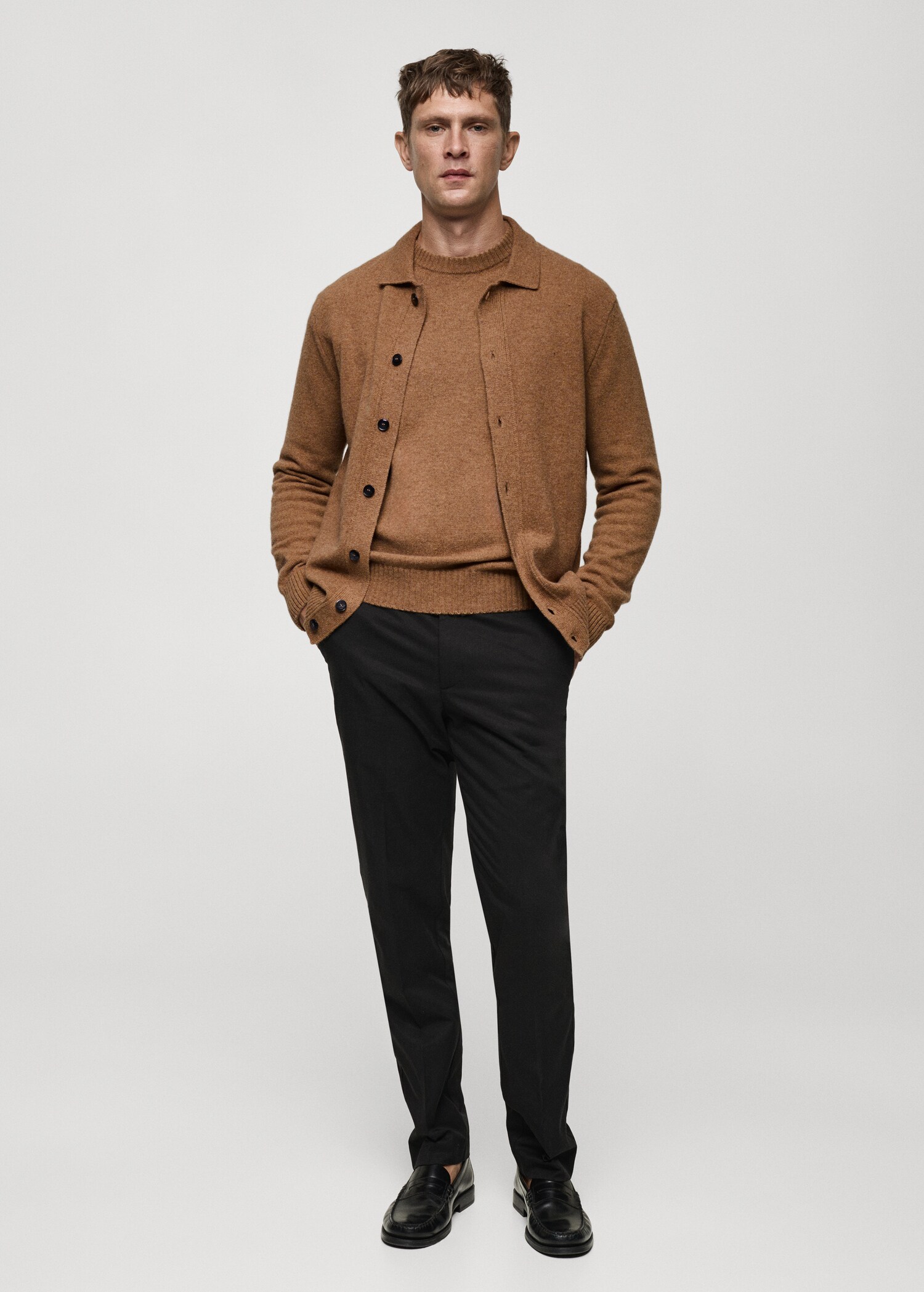 Rib-knit wool cardigan - General plane