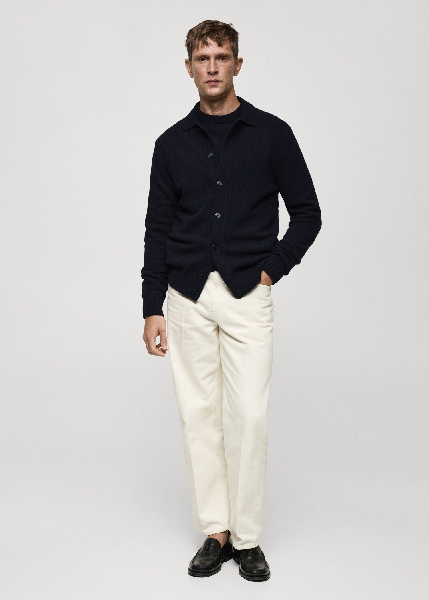 Rib-knit wool cardigan - General plane