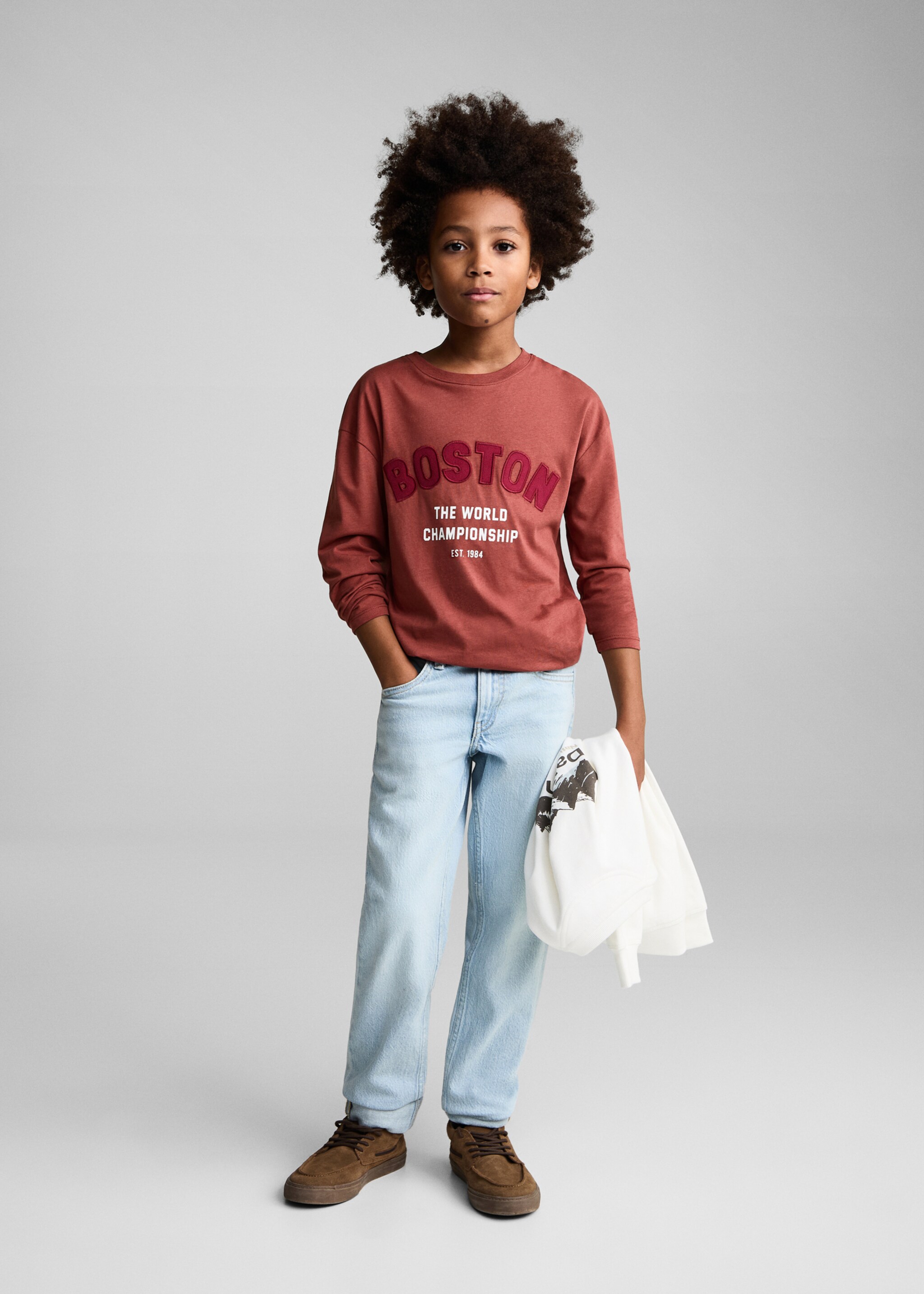 Printed detail T-shirt - General plane, Cherry. Ref: 77047935-00.