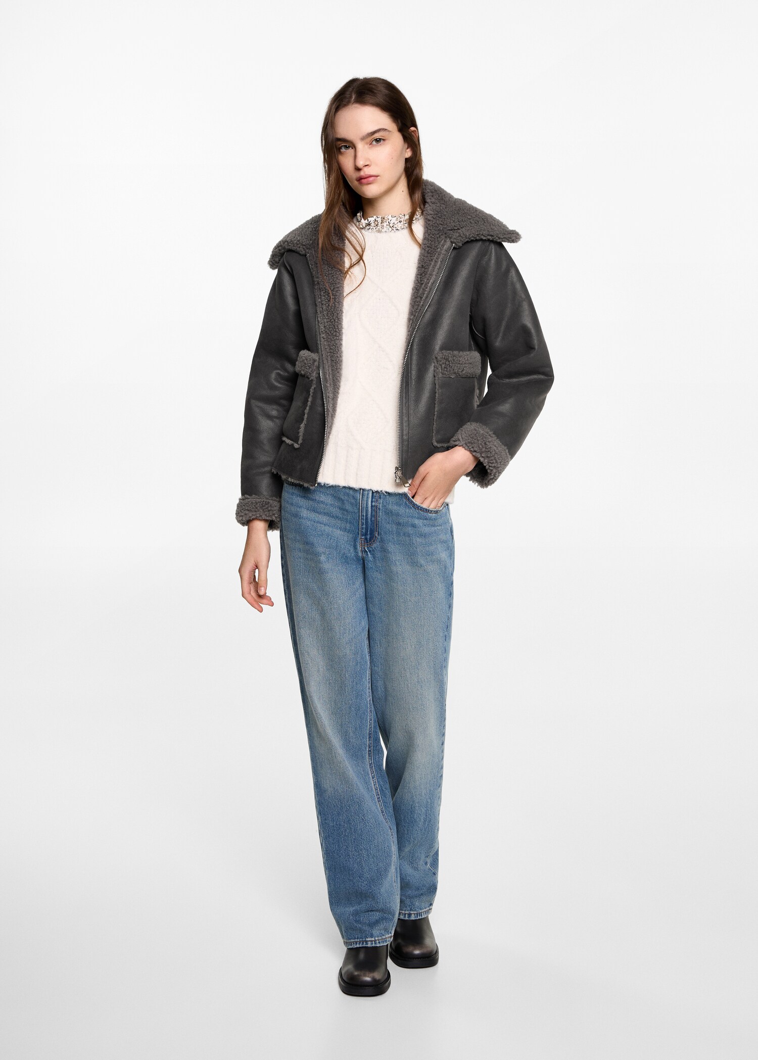 Jacke mit Futter in Lammfelloptik - Allgemeine Ansicht