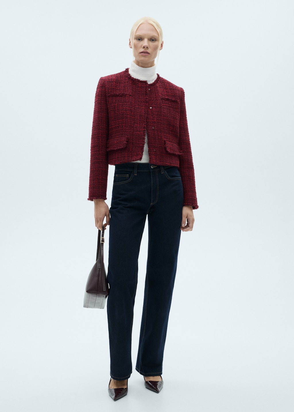 【OPEN YY】FRAYED TWEED JACKET ★韓国人気★ 追跡付 Tweed jacket with frayed ends - Women | MANGO OUTLET USA