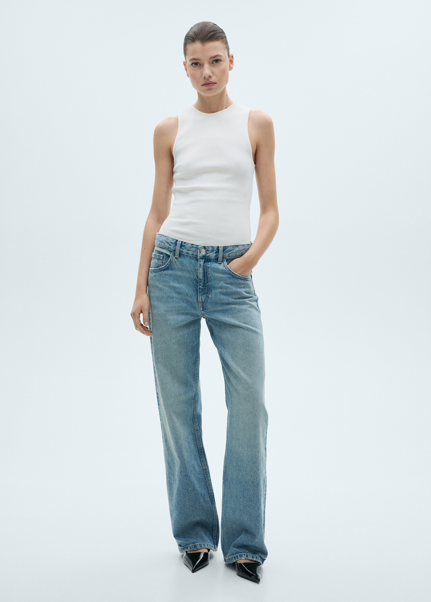 Ribbed cotton top - General plane